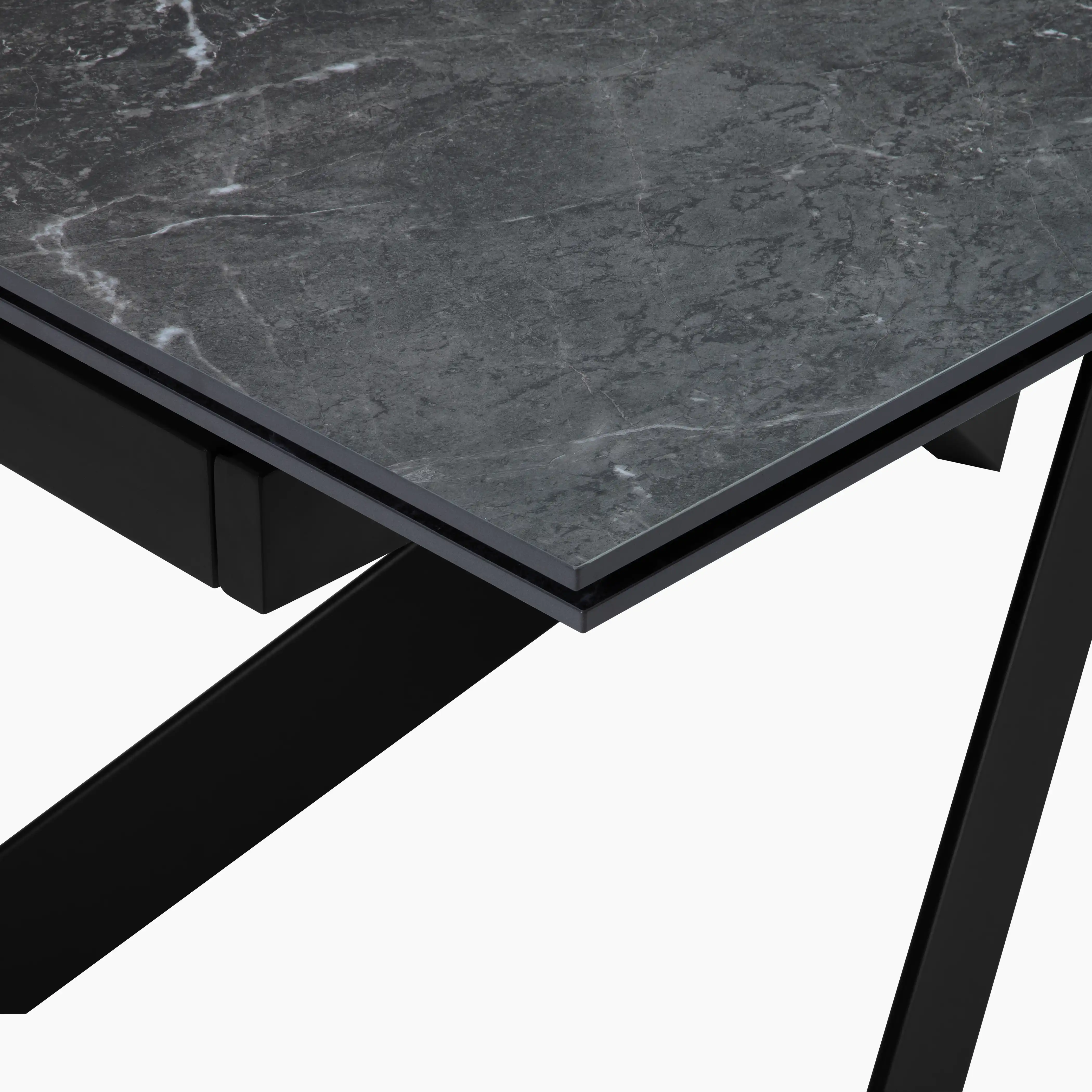 Adele 6-10 Seat Rectangle Extendable Dining Table | Grey Sintered Stone & Dark Grey - Image 6