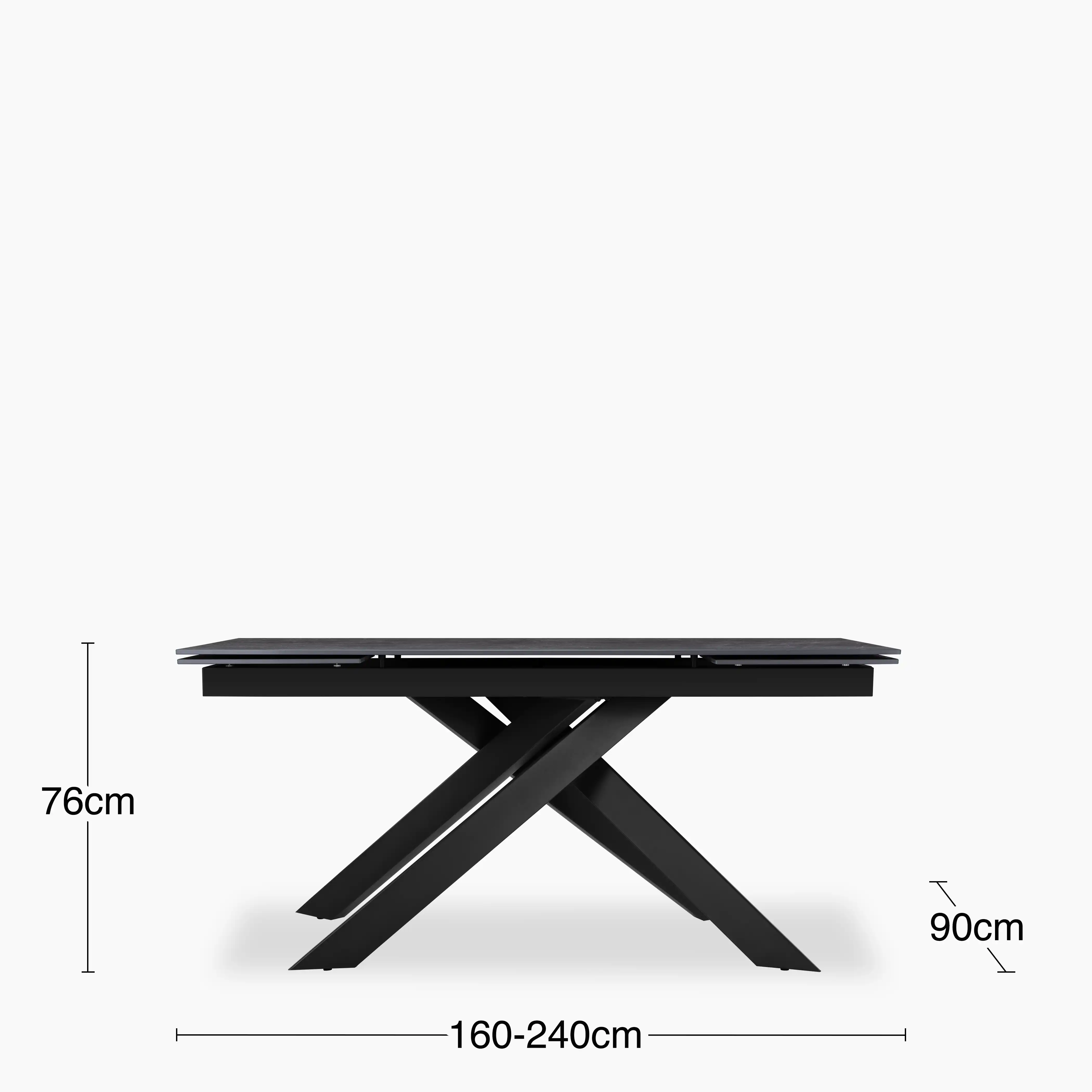 Adele 6-10 Seat Rectangle Extendable Dining Table | Grey Sintered Stone & Dark Grey - Image 7