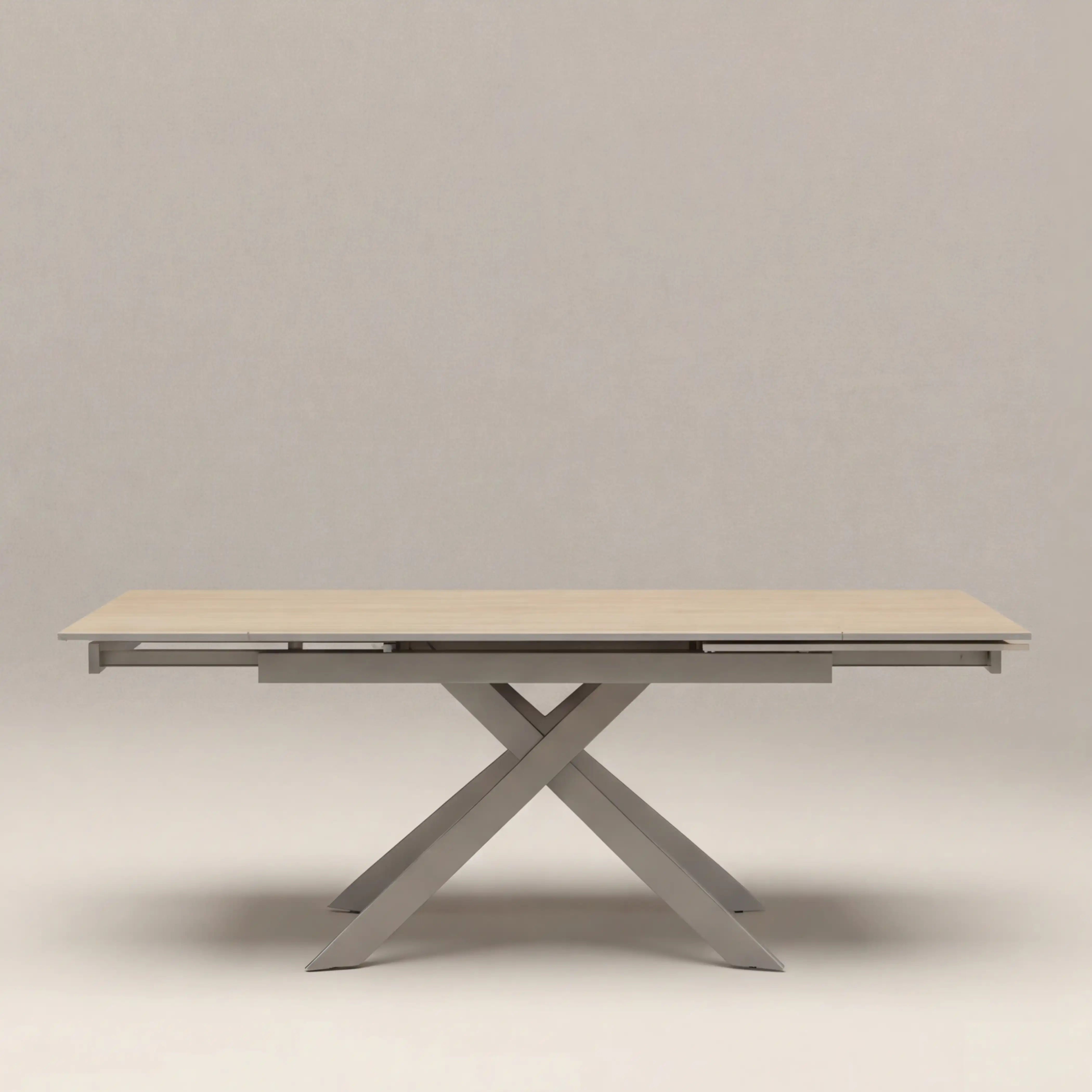 Adele 6-10 Seat Rectangle Extendable Dining Table | Natural Travertine Effect Sintered Stone & Latte - Image 4