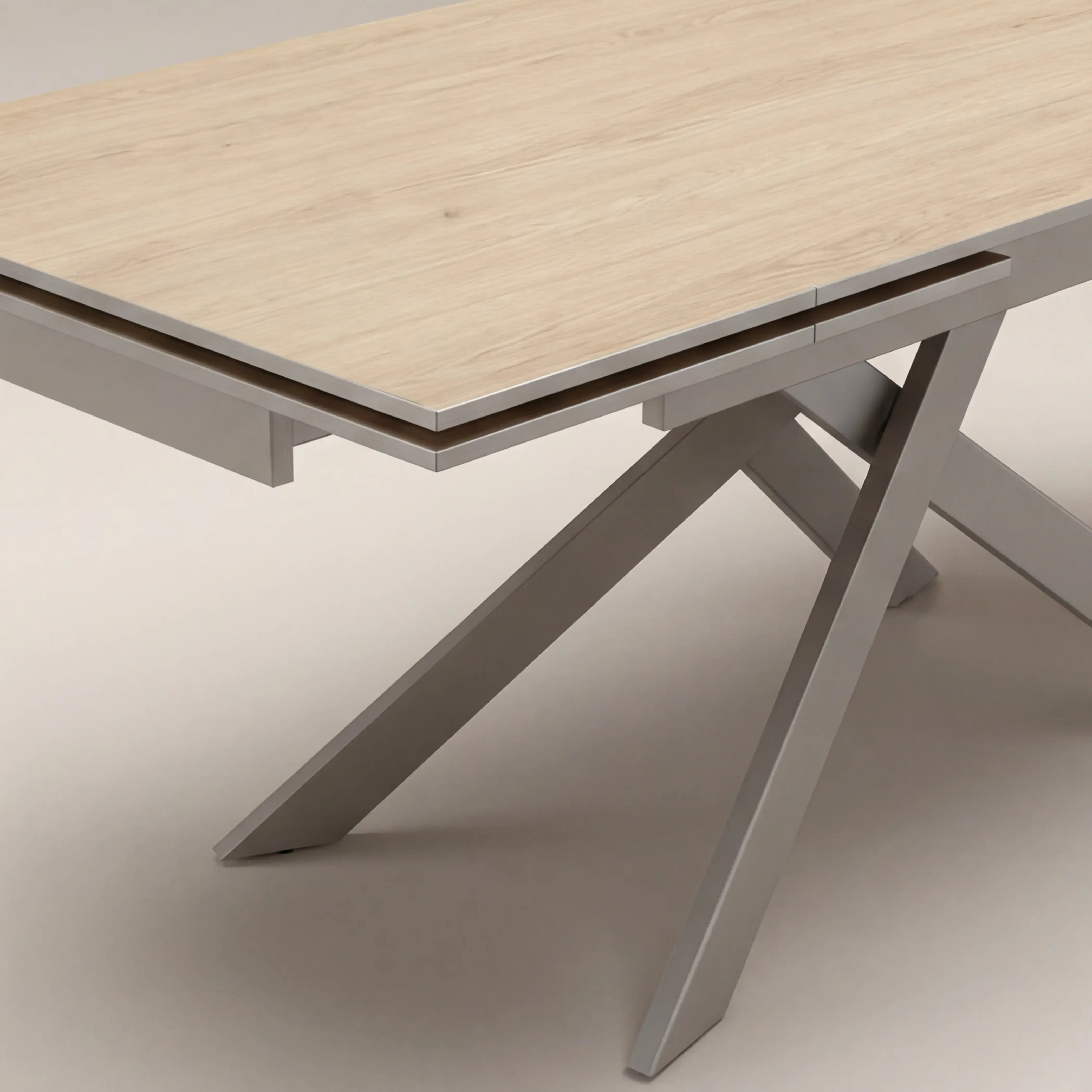 Adele 6-10 Seat Rectangle Extendable Dining Table | Natural Travertine Effect Sintered Stone & Latte - Image 6