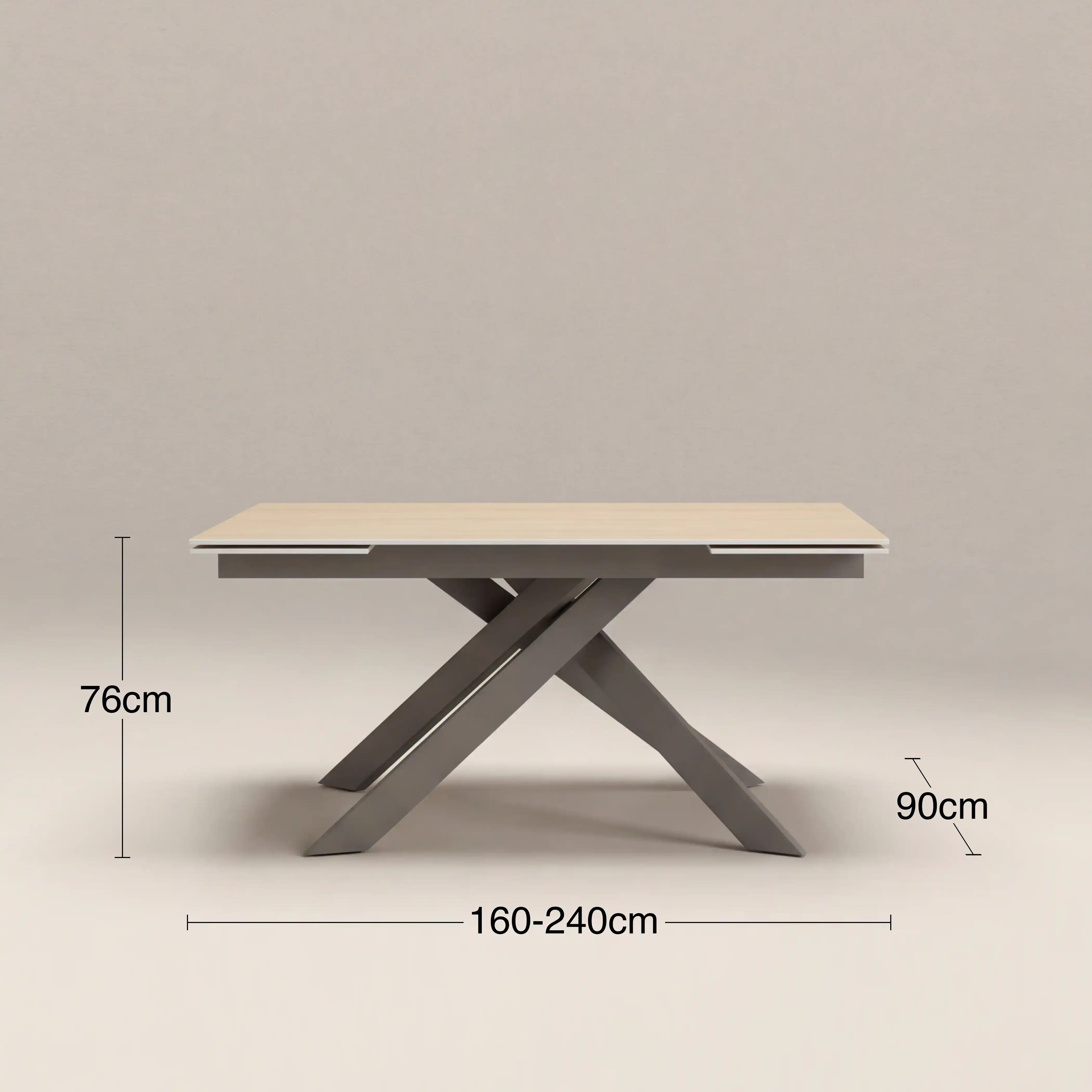 Adele 6-10 Seat Rectangle Extendable Dining Table | Natural Travertine Effect Sintered Stone & Latte - Image 7