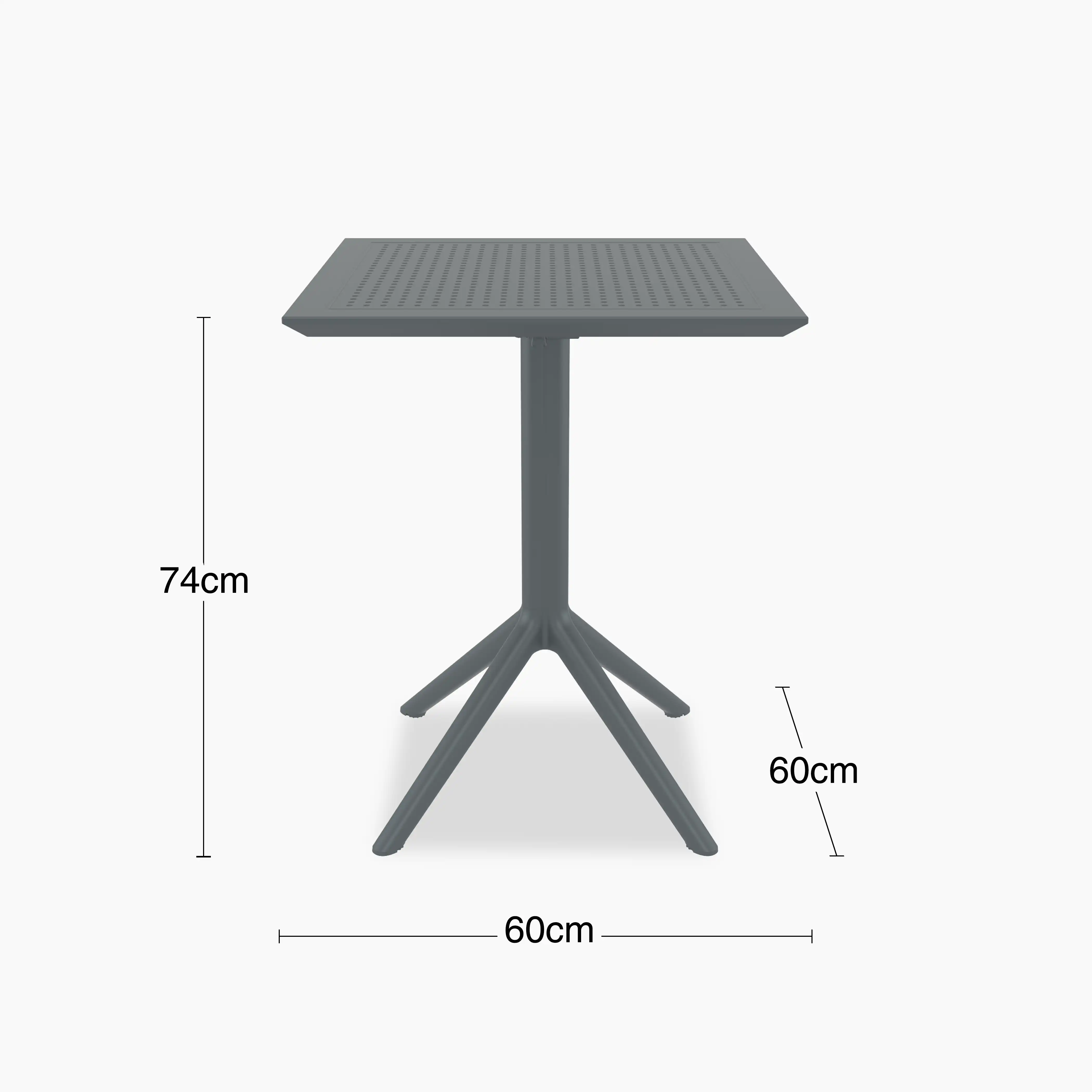 Aiden 4 Seat Square Folding Cafe Table | Dark Grey & Grey - Image 6