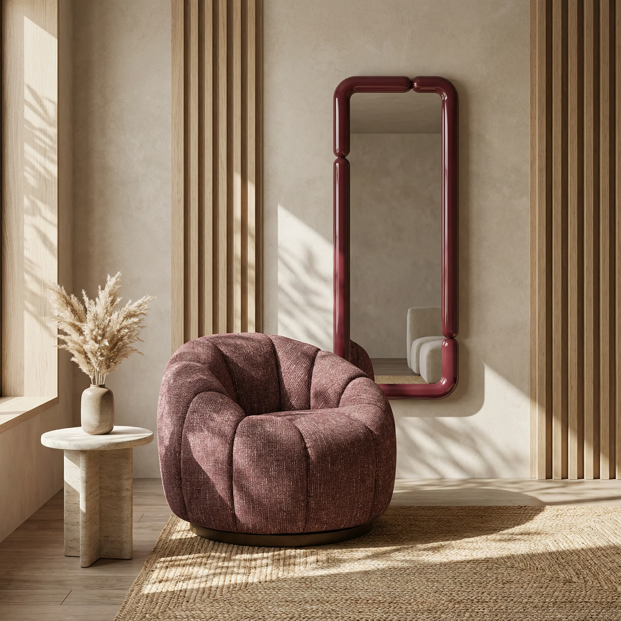Alana Full Length Wall Mirror, 160 x 60 cm| High Gloss Burgundy - Image 2