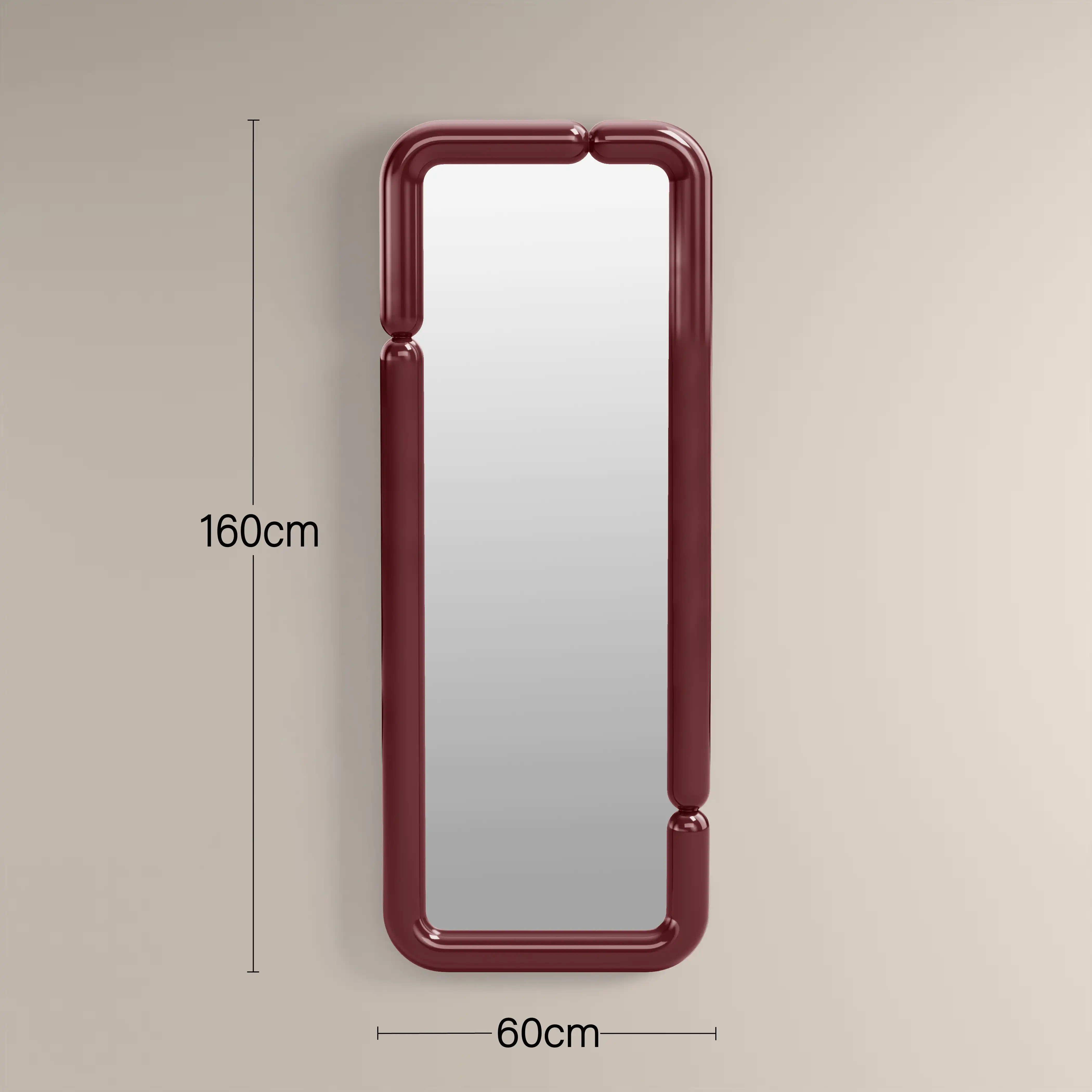 Alana Full Length Wall Mirror, 160 x 60 cm| High Gloss Burgundy - Image 4