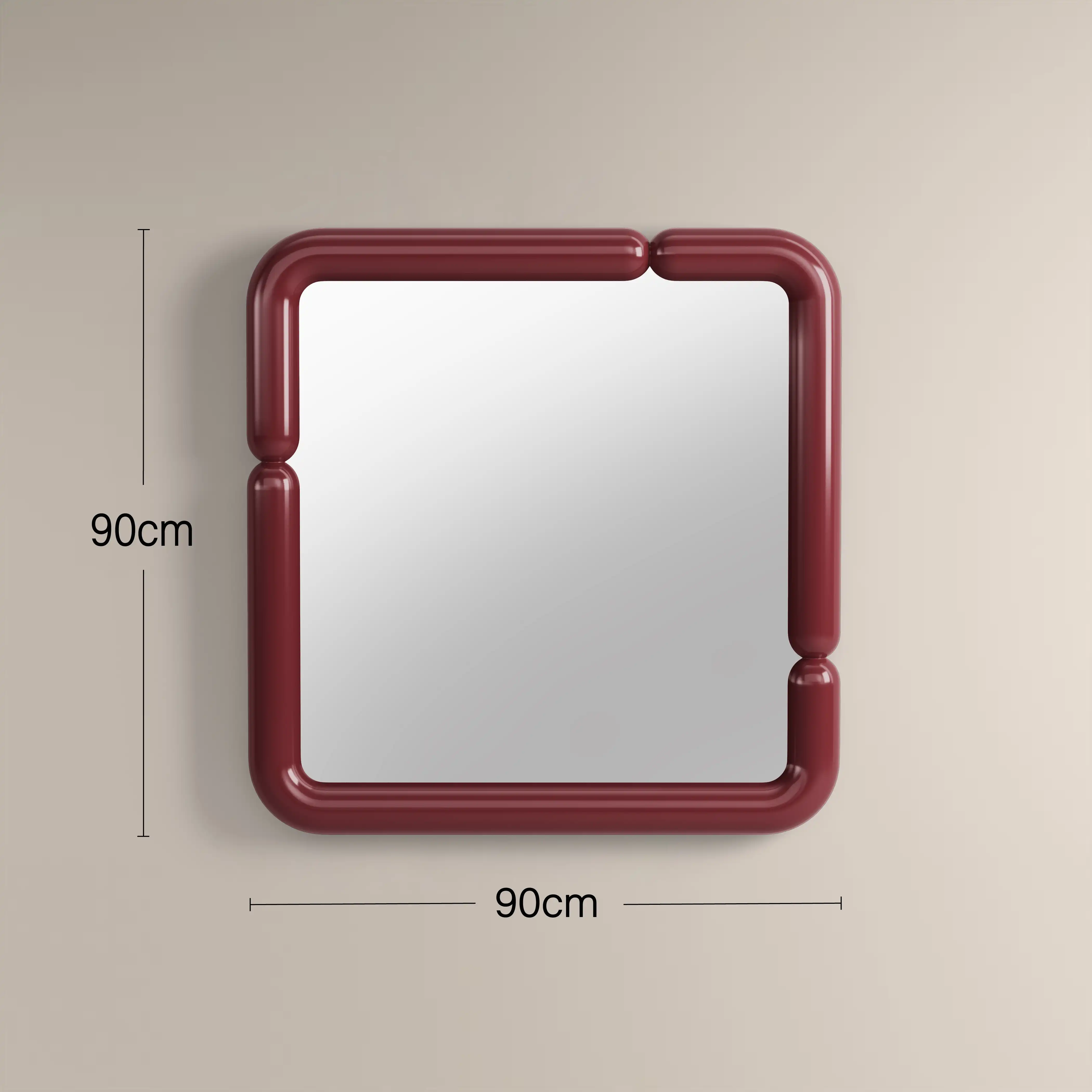 Alana Wall Mirror, 90 cm | High Gloss Burgundy - Image 3