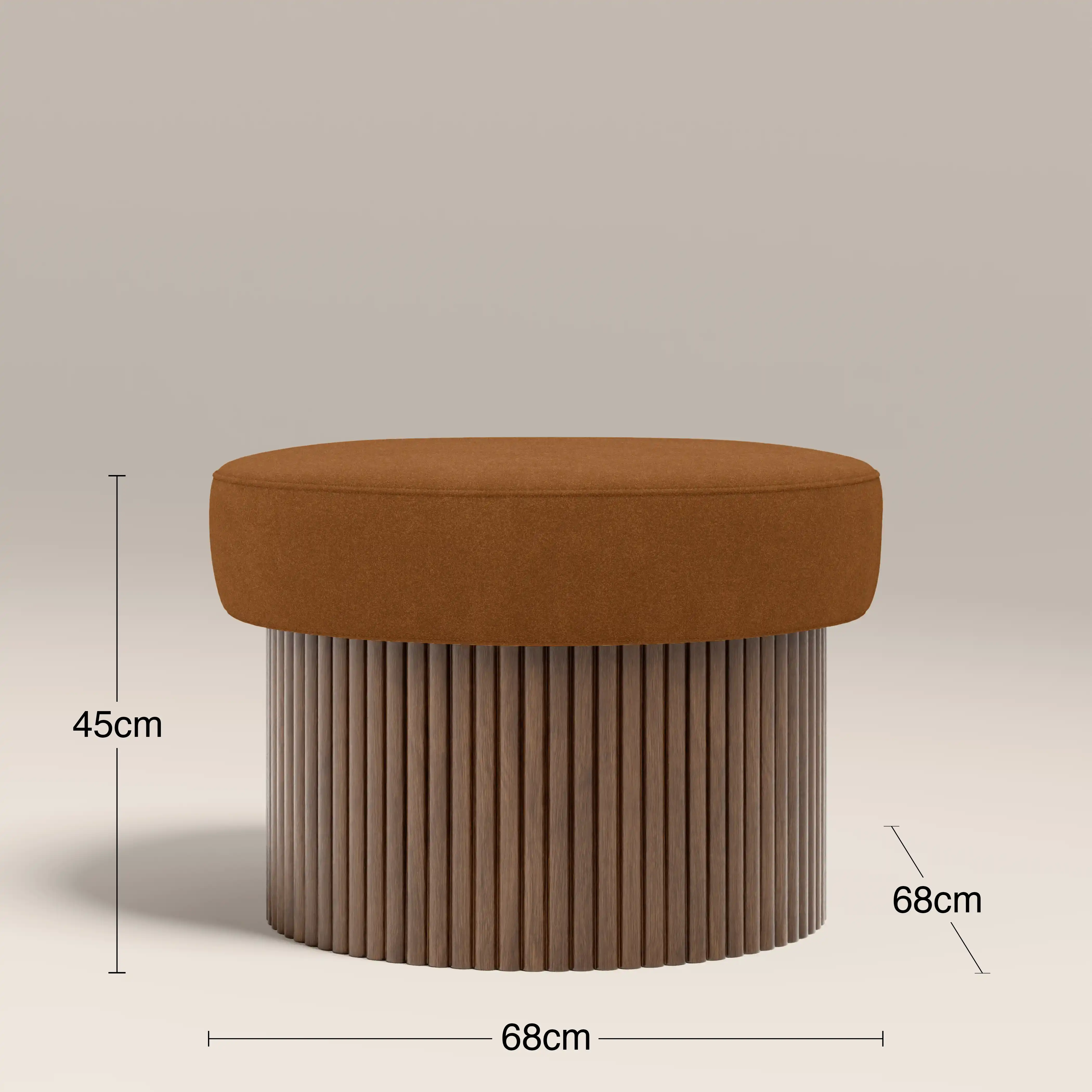 Alexis Storage Footstool | Caramel Brown Sustainable Mohair Velvet & Walnut - Image 5