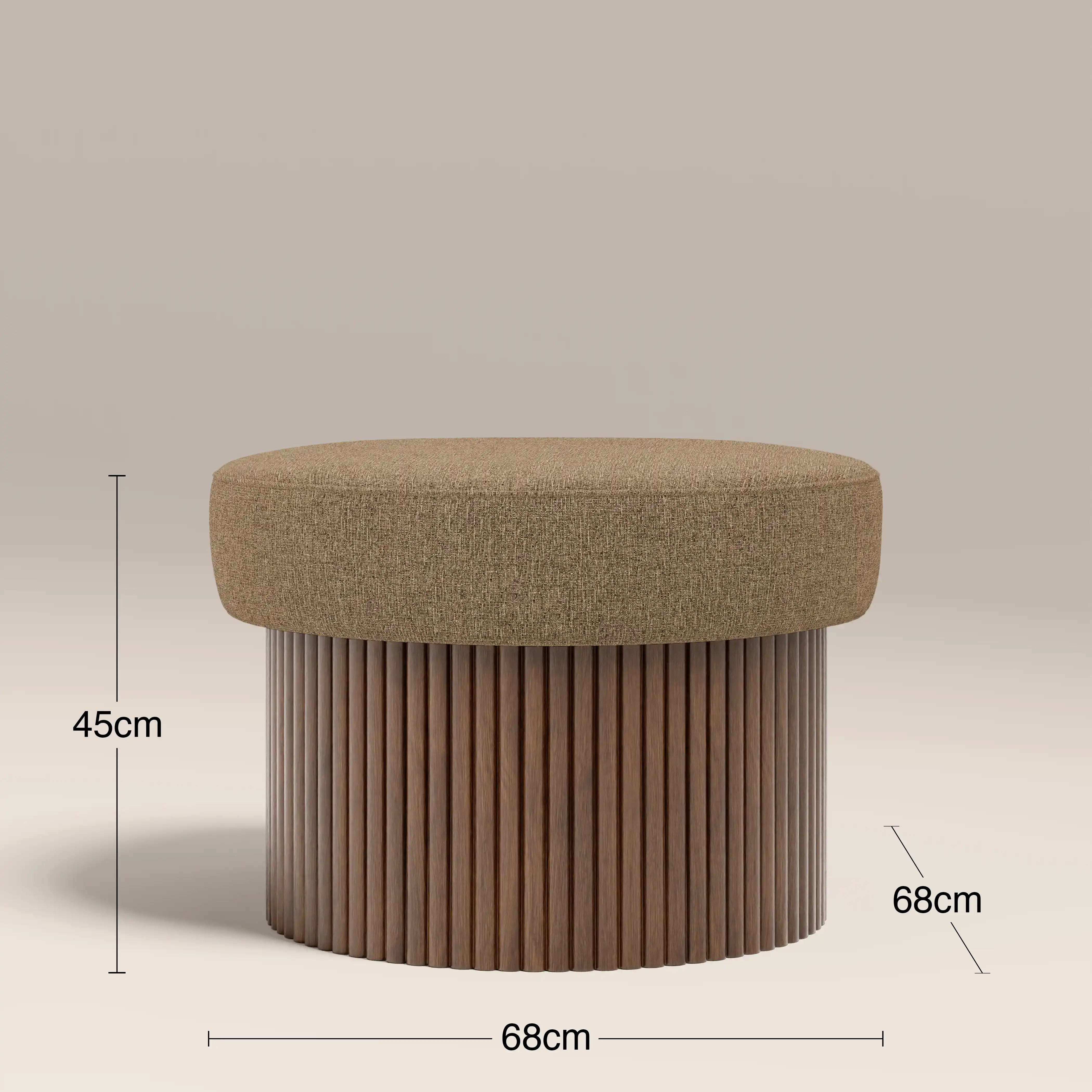 Alexis Storage Footstool | Speckled Cappuccino Boucle & Walnut - Image 5