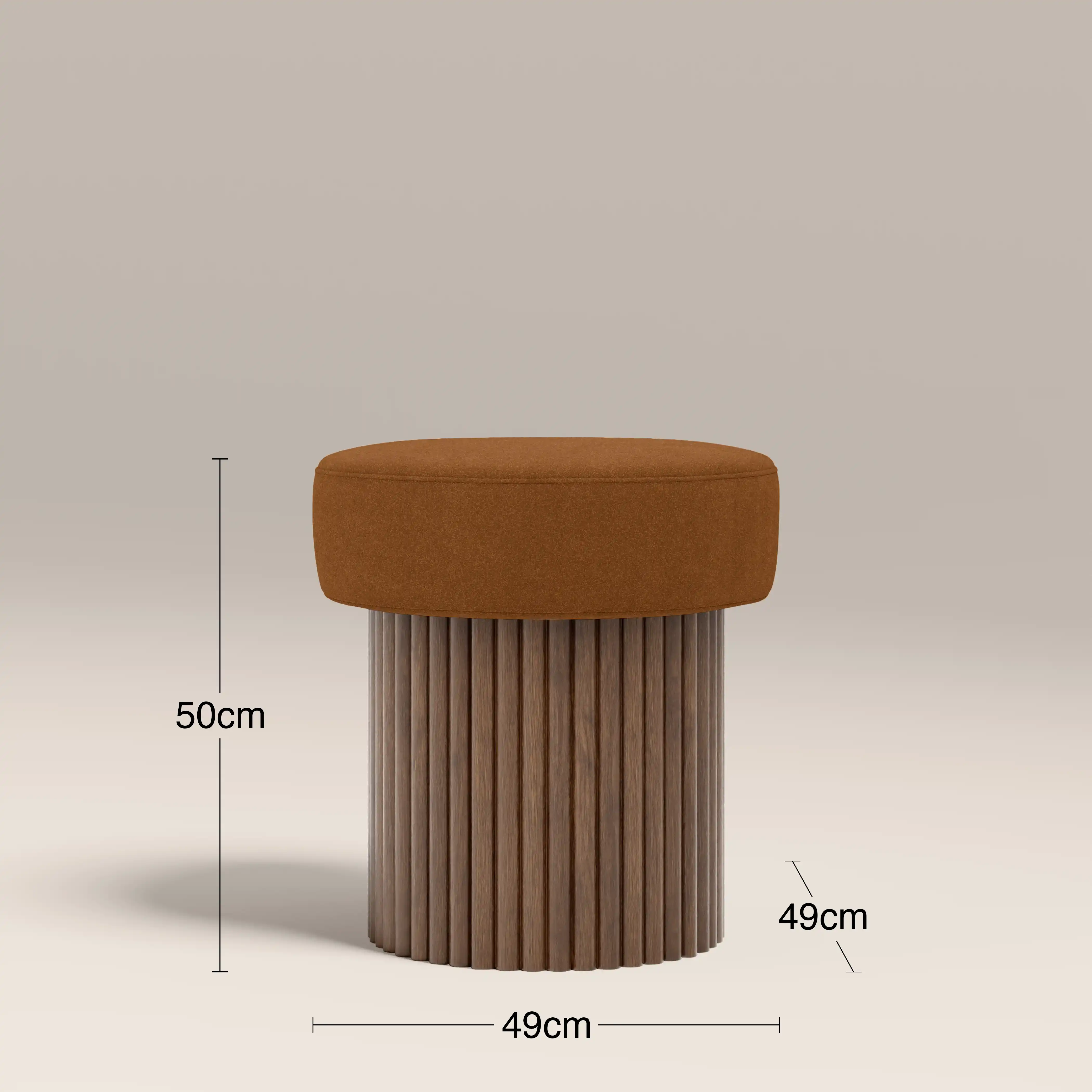 Alexis Storage Pouffe | Caramel Brown Sustainable Mohair Velvet & Walnut - Image 5