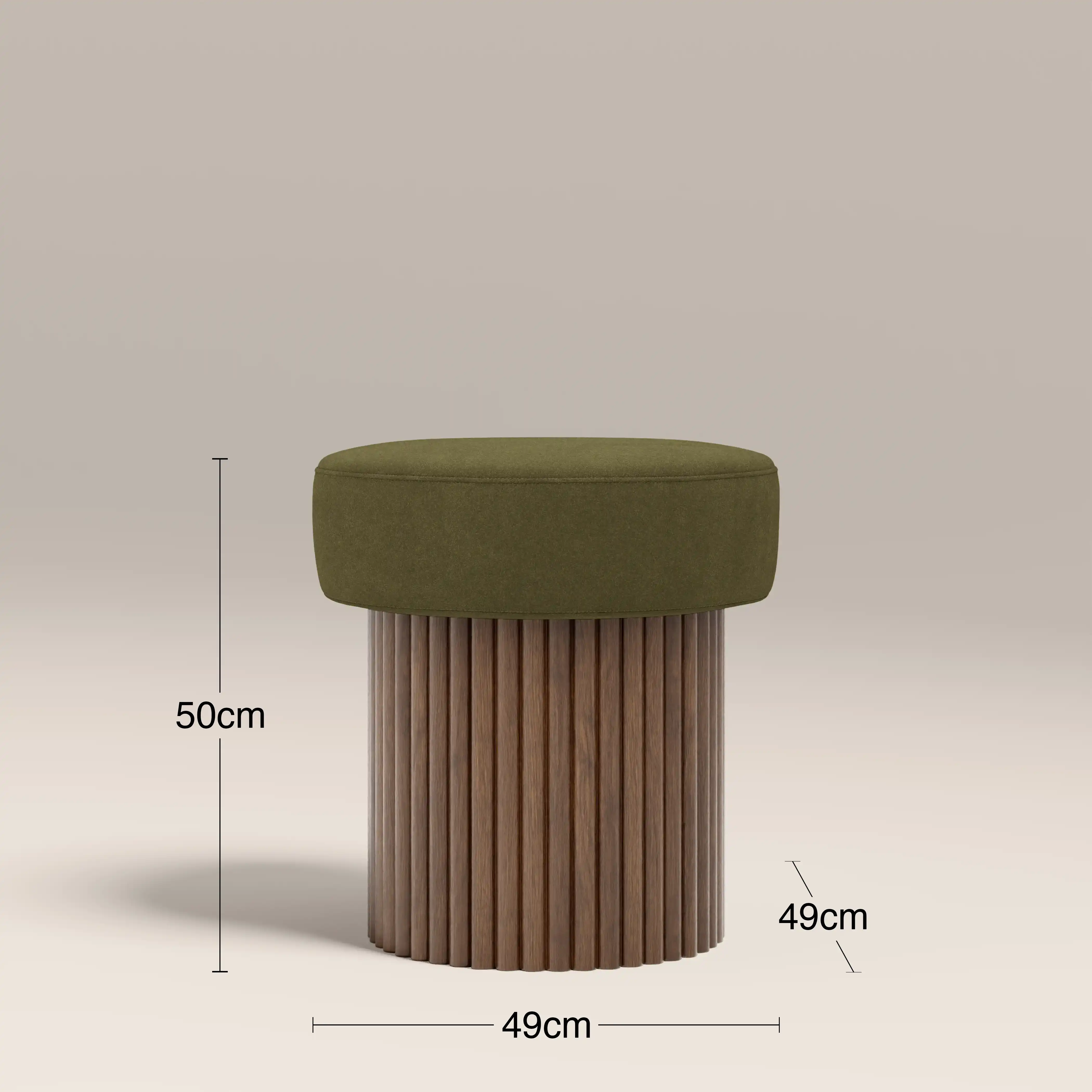 Alexis Storage Pouffe | Moss Green Sustainable Mohair Velvet & Walnut - Image 5