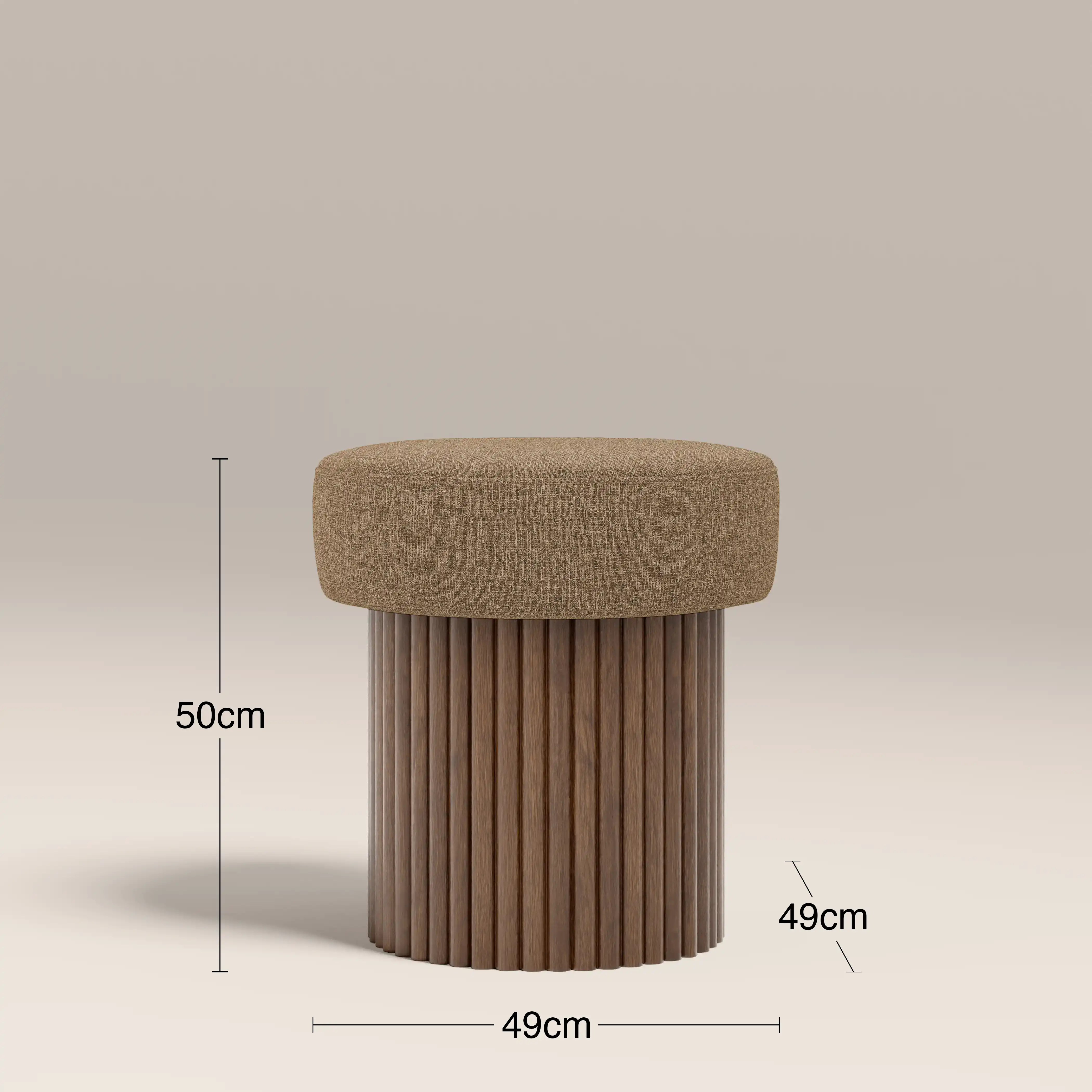 Alexis Storage Pouffe | Speckled Cappuccino Boucle & Walnut - Image 5
