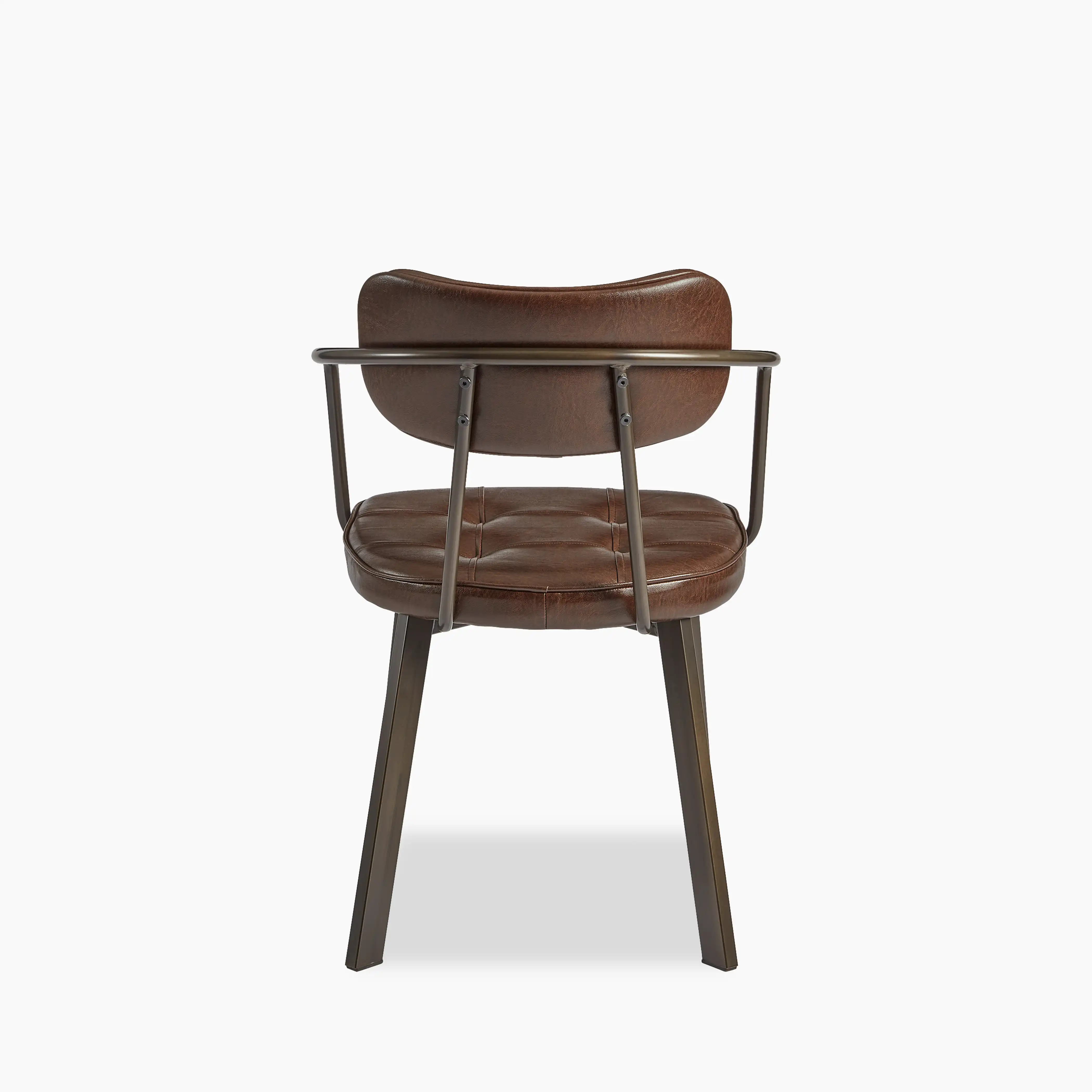 Algora Carver Dining Chair | Vintage Brown Faux Leather & Gunmetal - Image 3