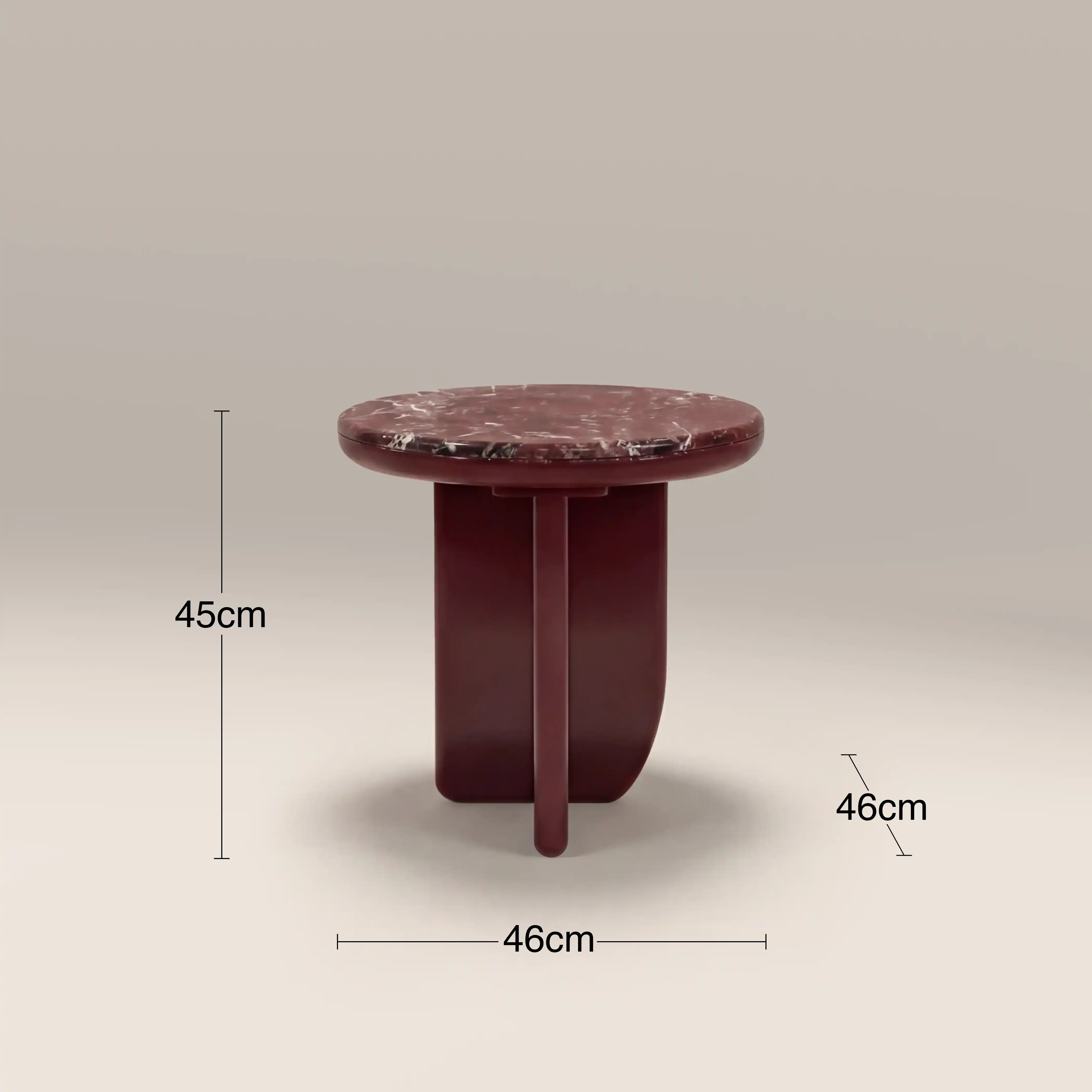 Aliza Round Side Table | Maroon Red Marble & High Gloss Burgundy - Image 5