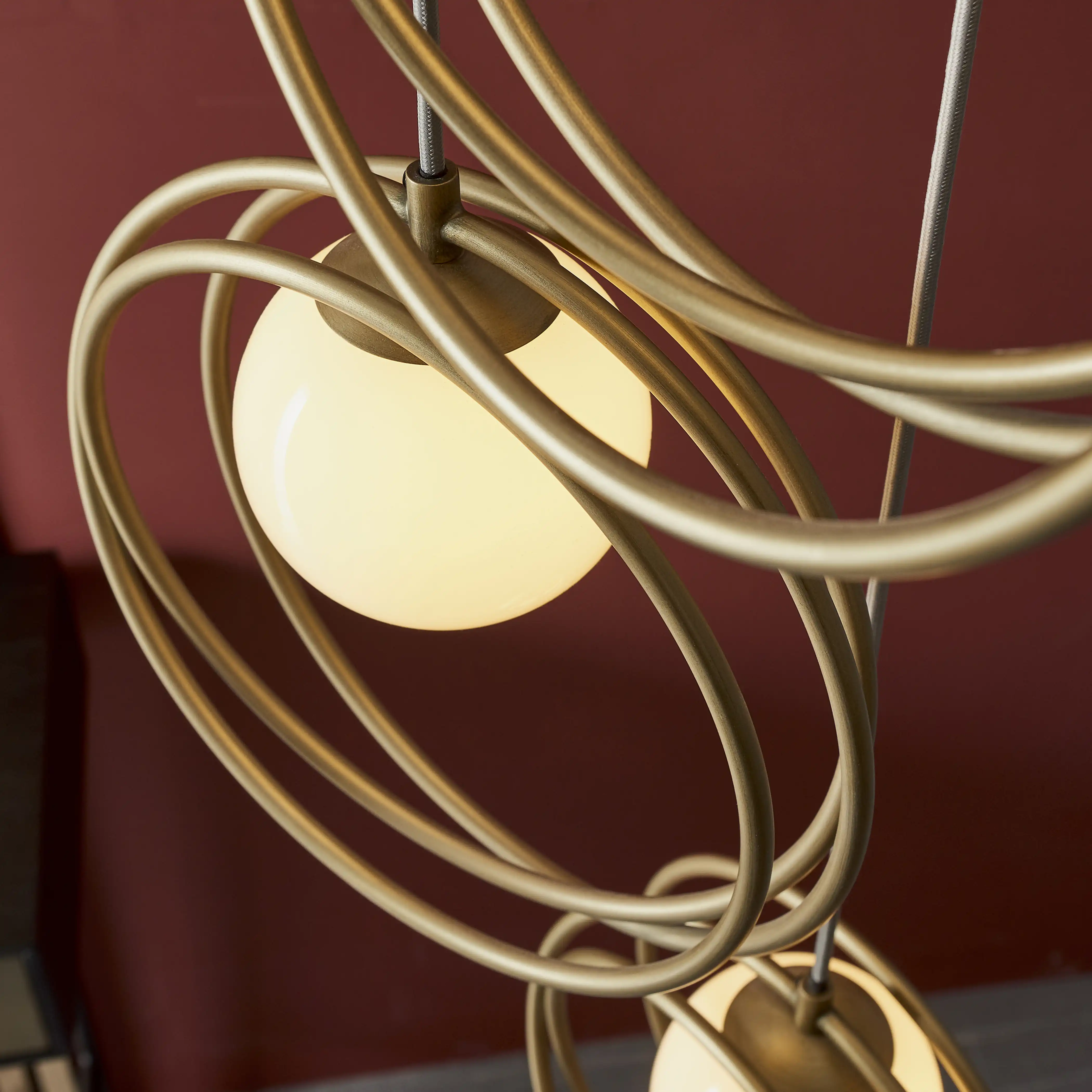 Altra 3 Light Cluster Ceiling Light | Opal & Brass - Image 5