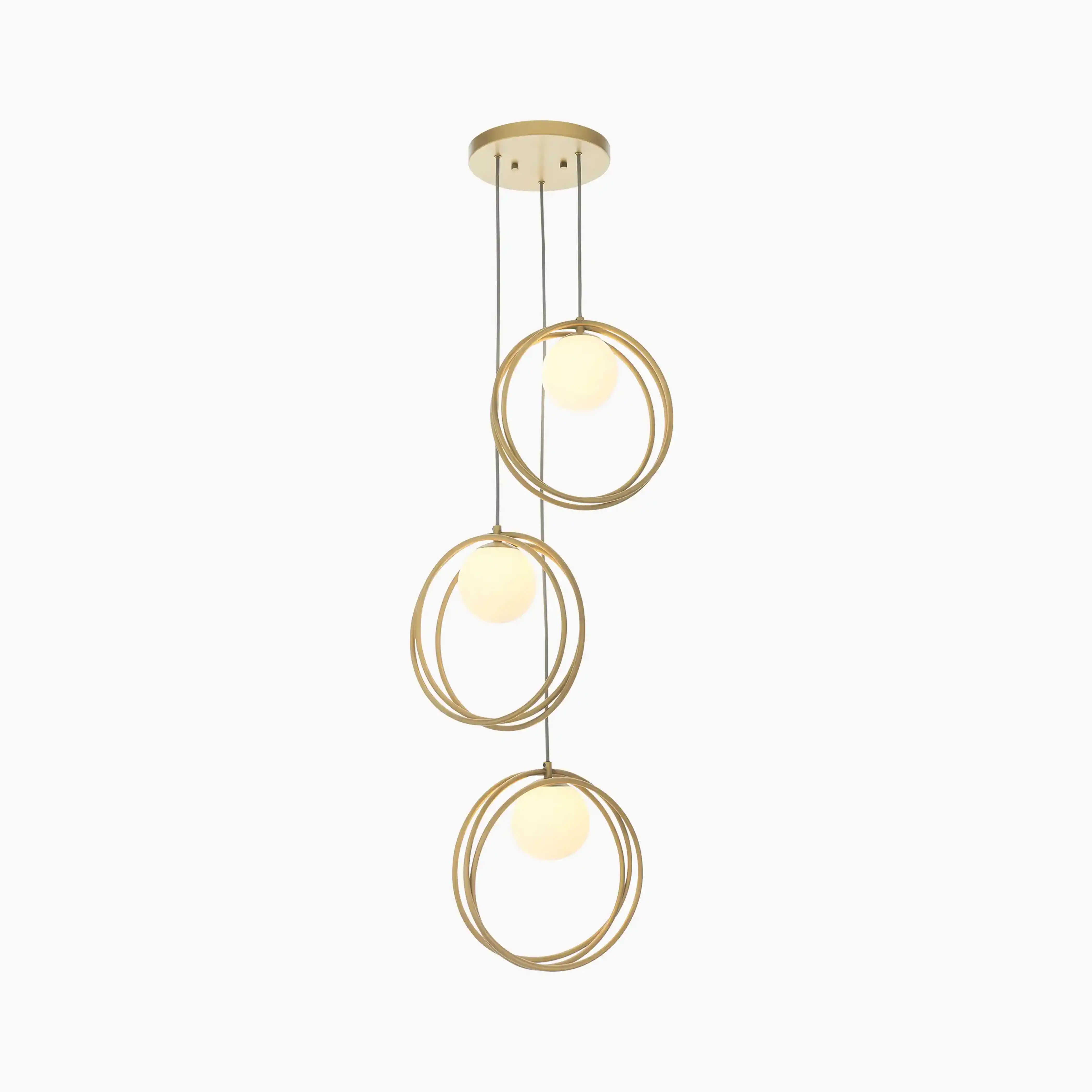 Altra 3 Light Cluster Ceiling Light | Opal & Brass - Image 9