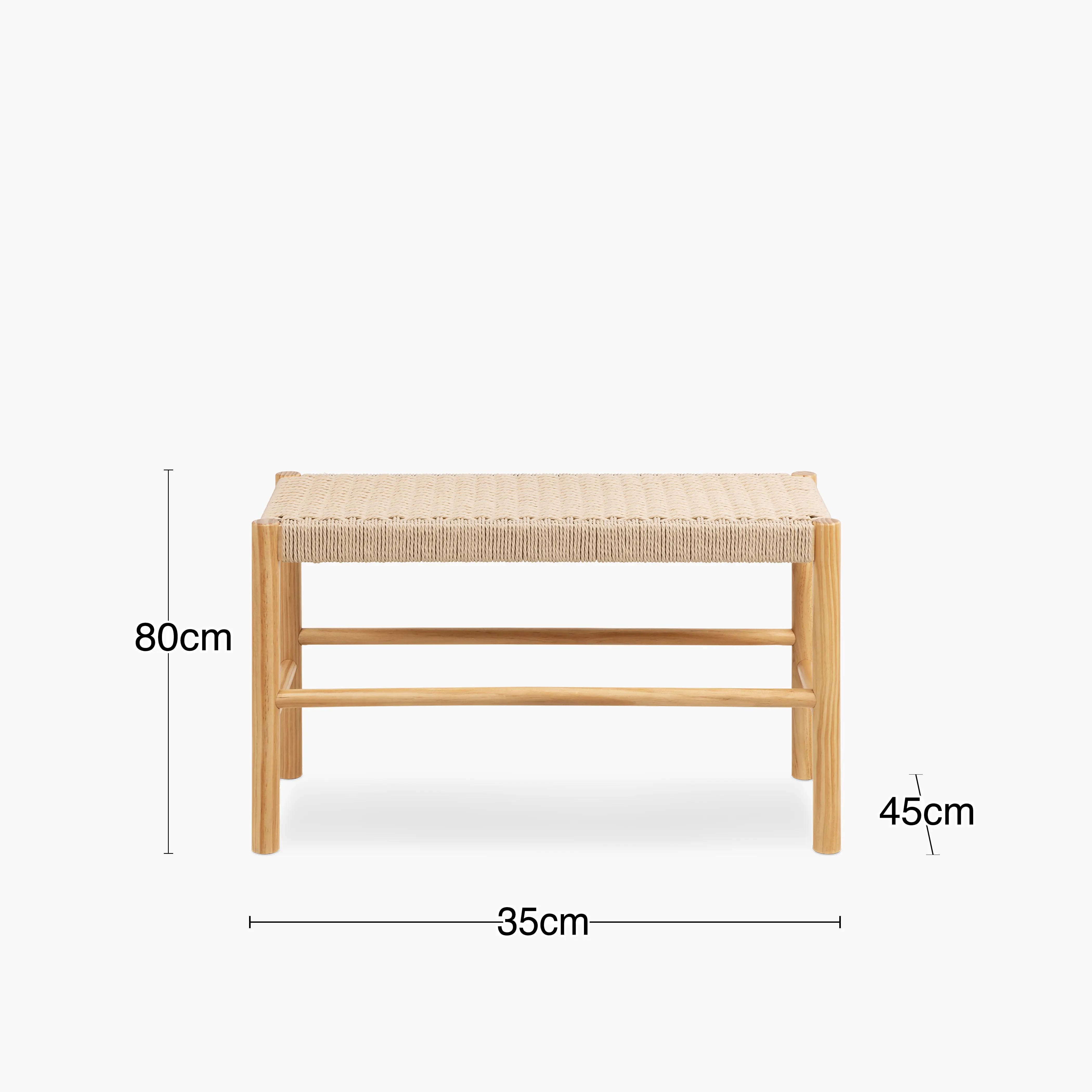 Alvin Wooden Bench | Natural Weave & Oak - Image 5