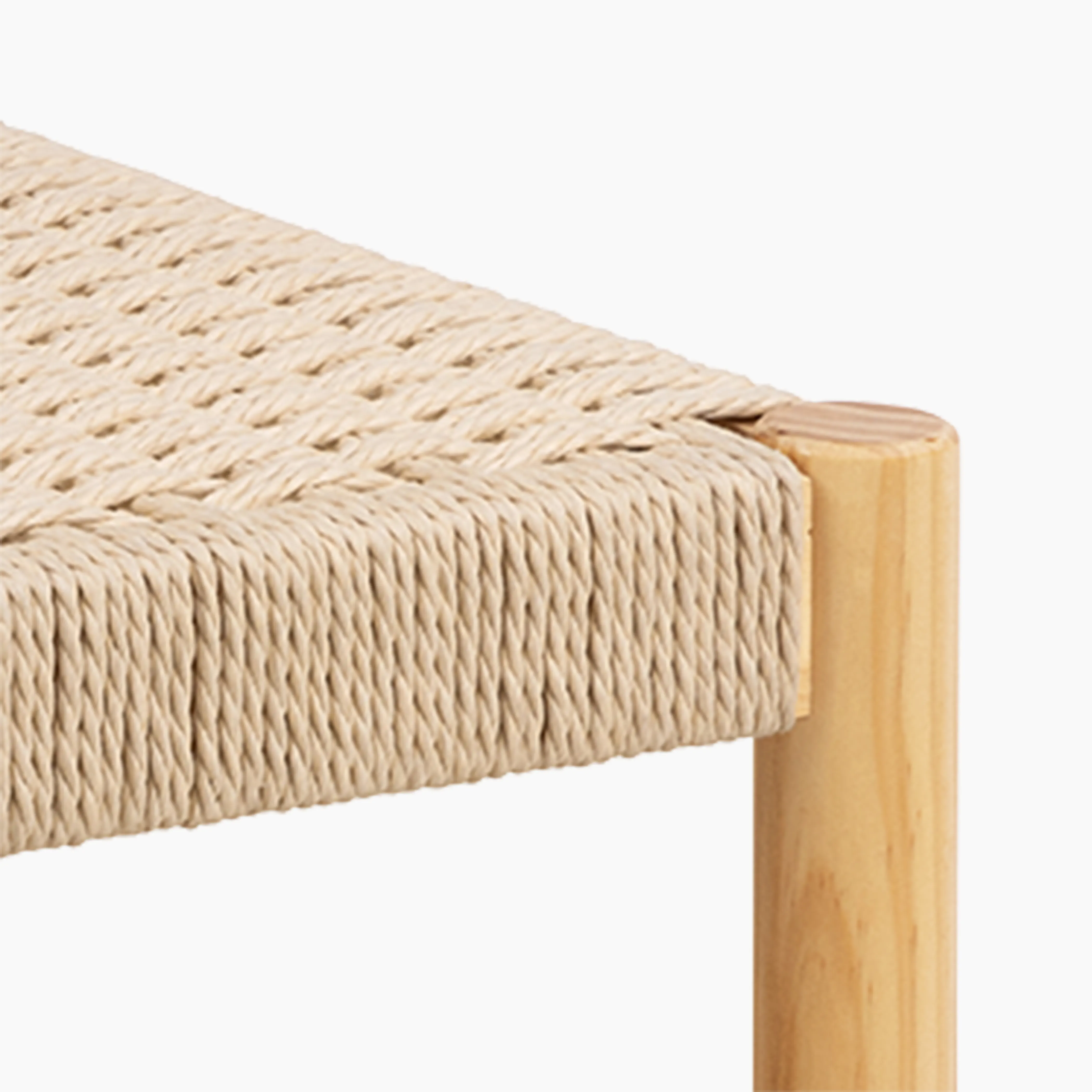 Alvin Wooden Low Stool | Natural Weave & Oak - Image 4
