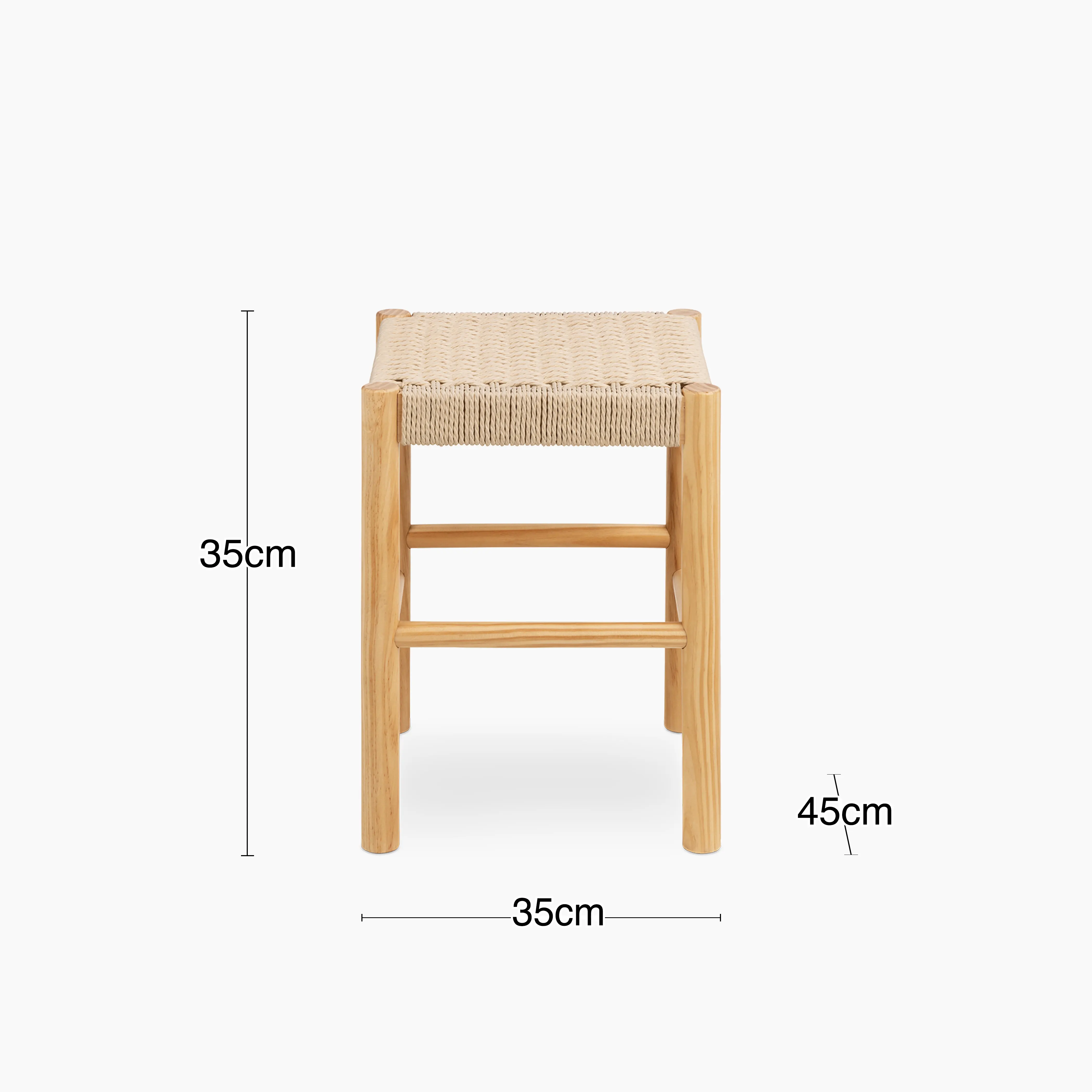 Alvin Wooden Low Stool | Natural Weave & Oak - Image 5