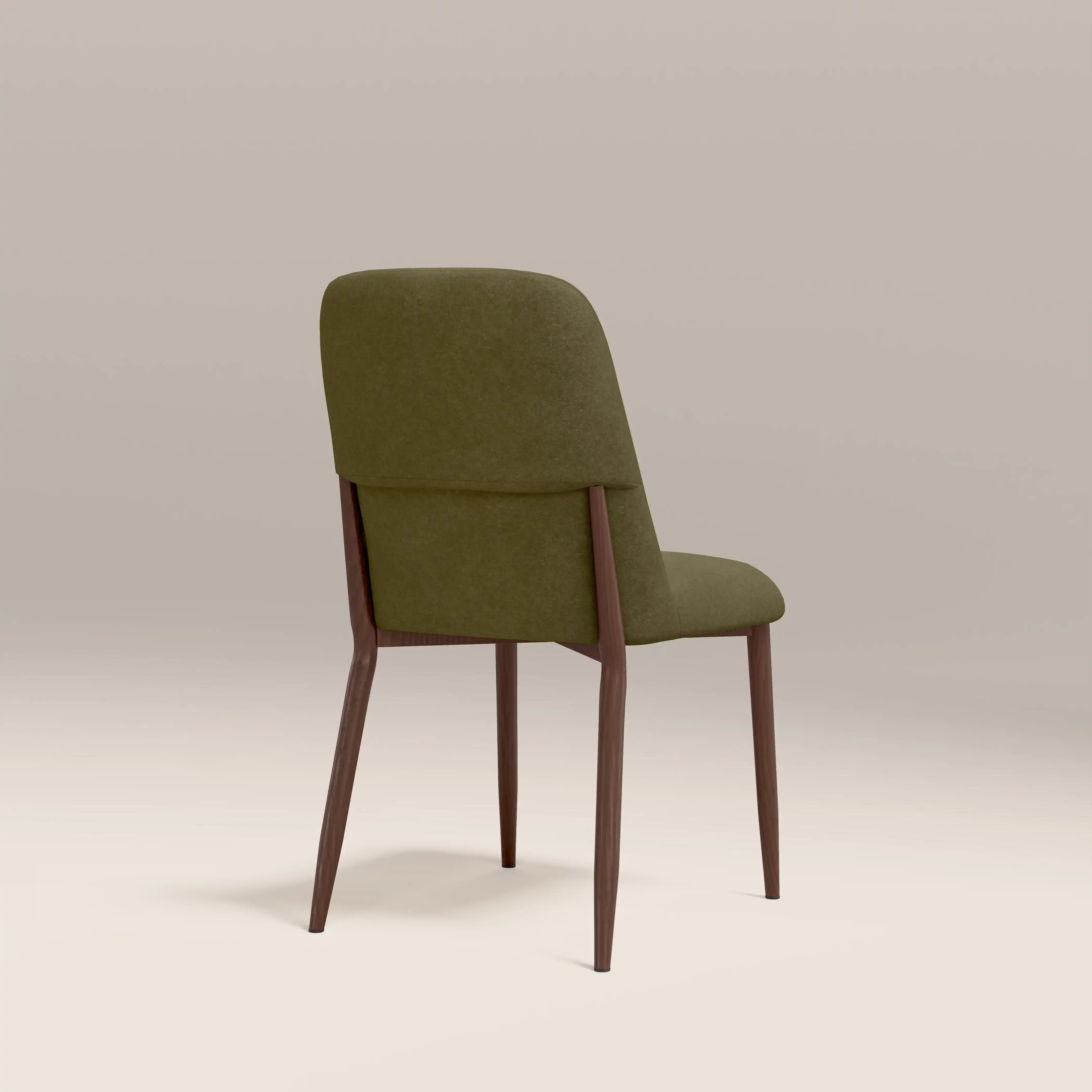 Amari Dining Chair | Moss Green Sustainable Mohair Velvet & Walnut - Image 2