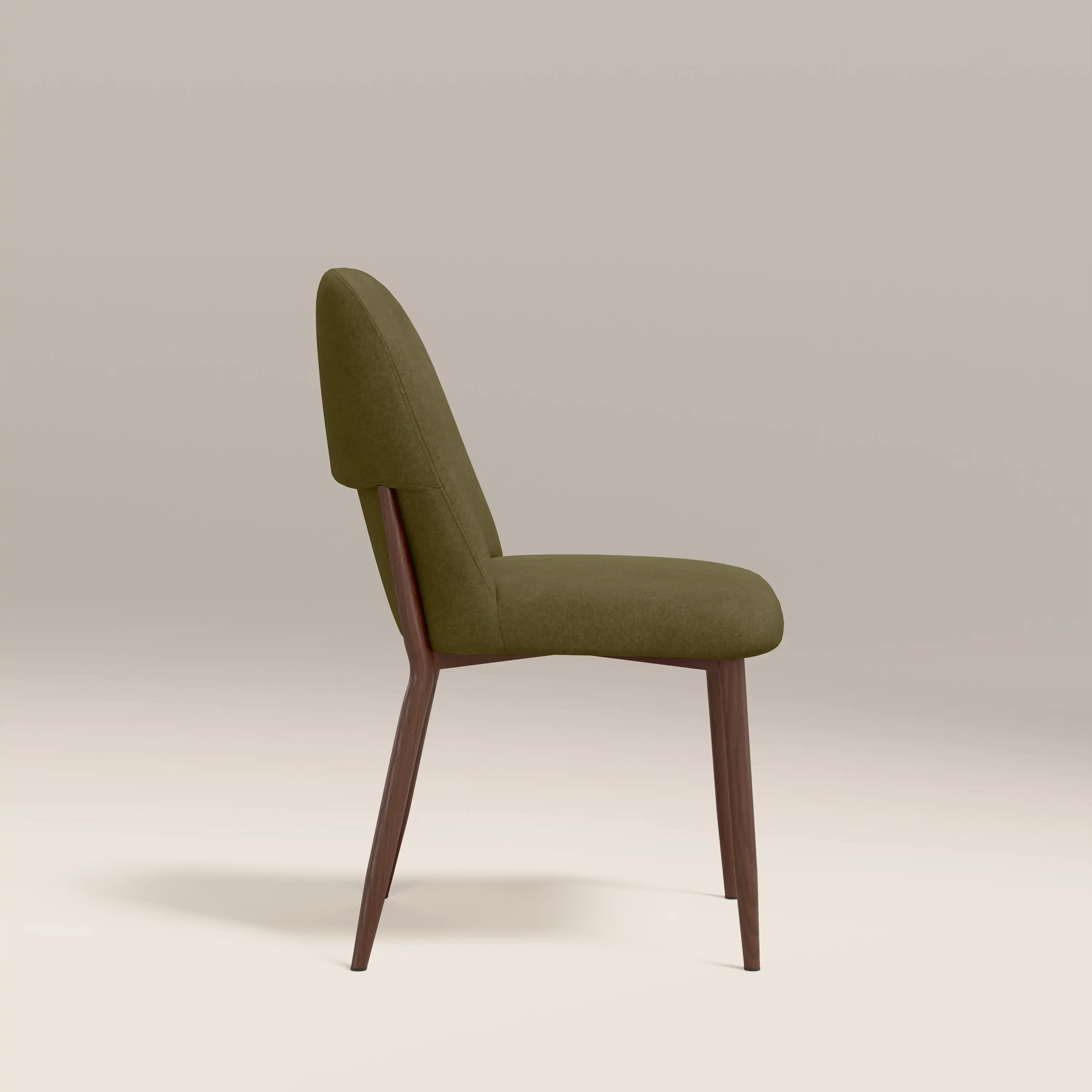 Amari Dining Chair | Moss Green Sustainable Mohair Velvet & Walnut - Image 5