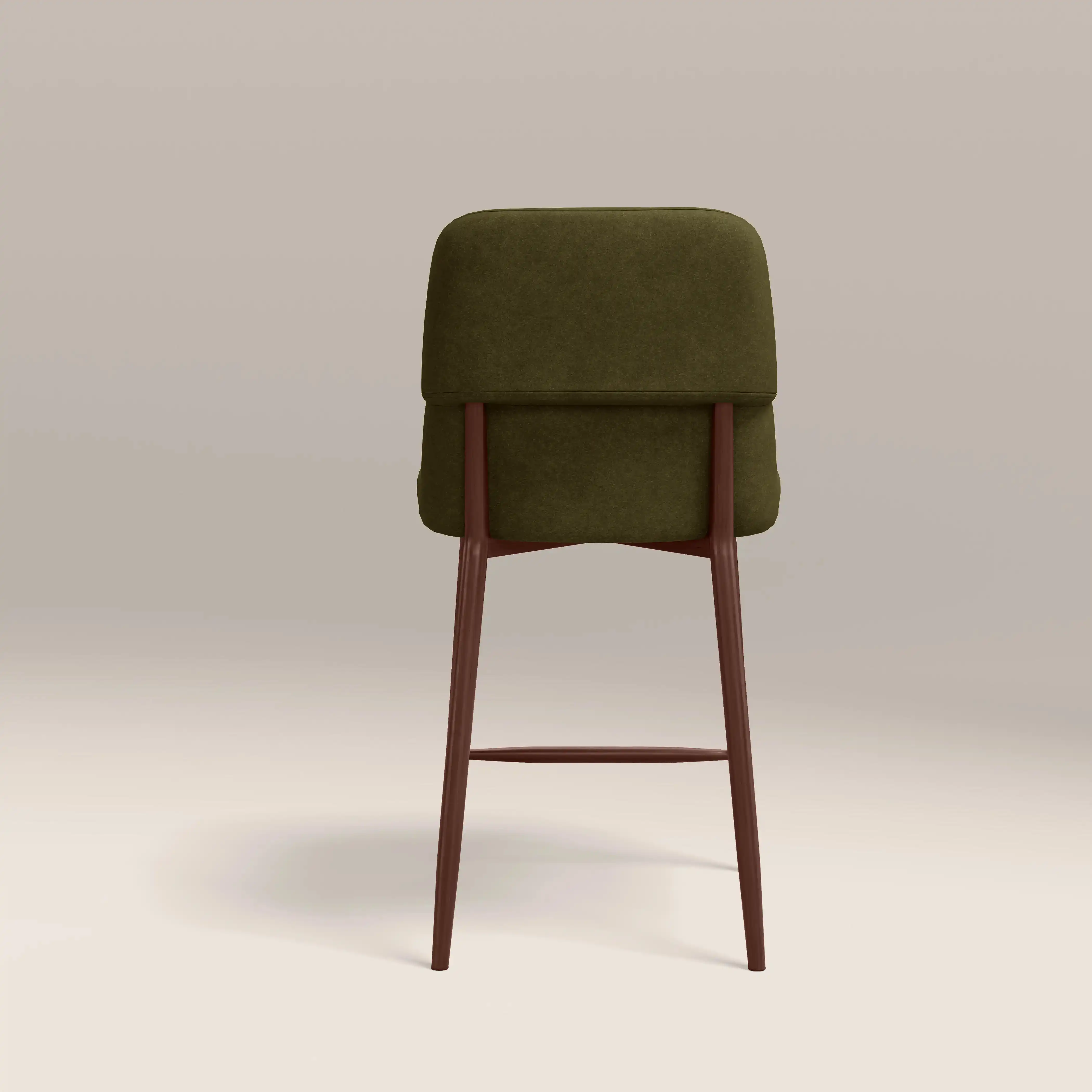 Amari Kitchen Stool | Moss Green Sustainable Mohair Velvet & Walnut - Image 6