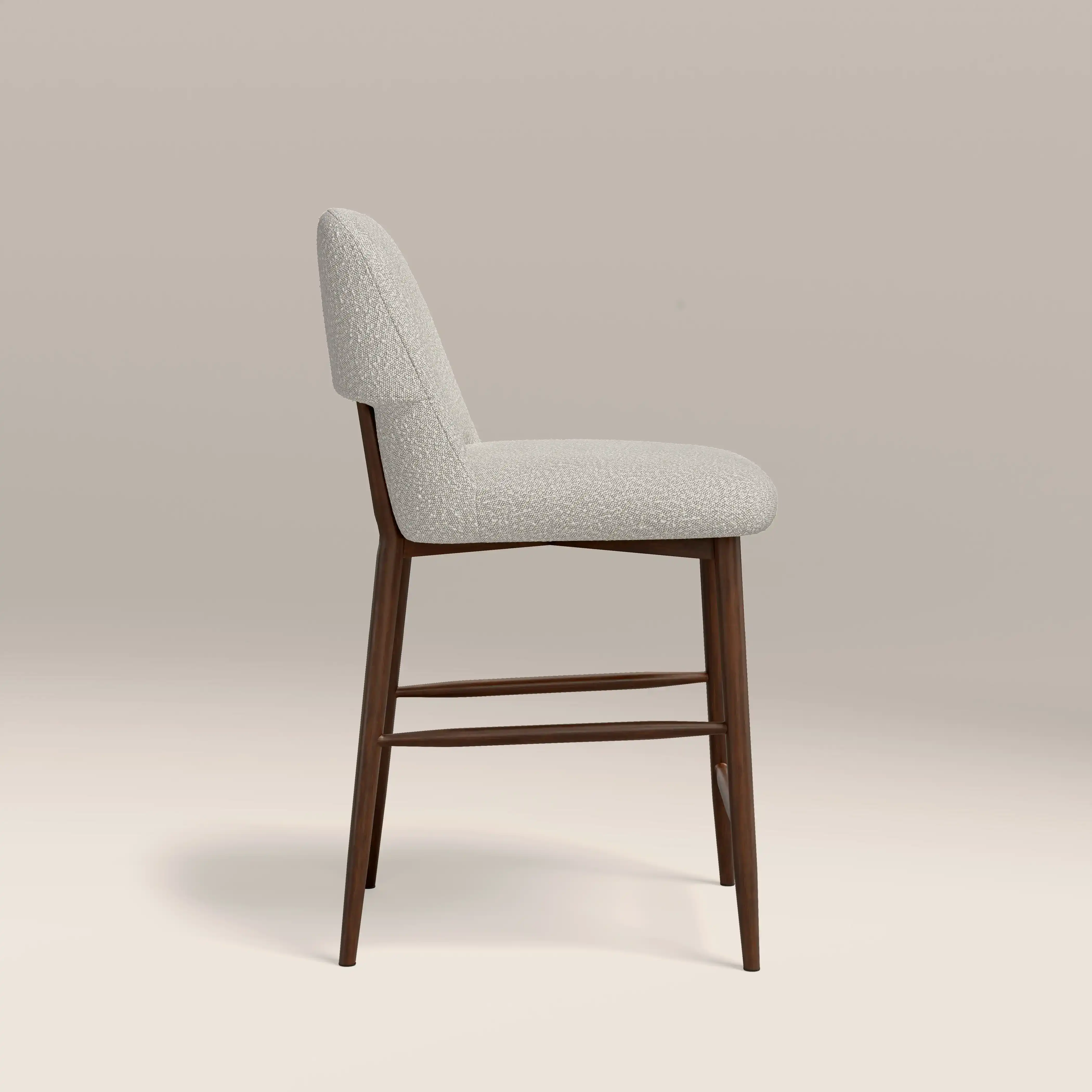Amari Kitchen Stool | Speckled Stone Sustainable Boucle & Walnut - Image 3