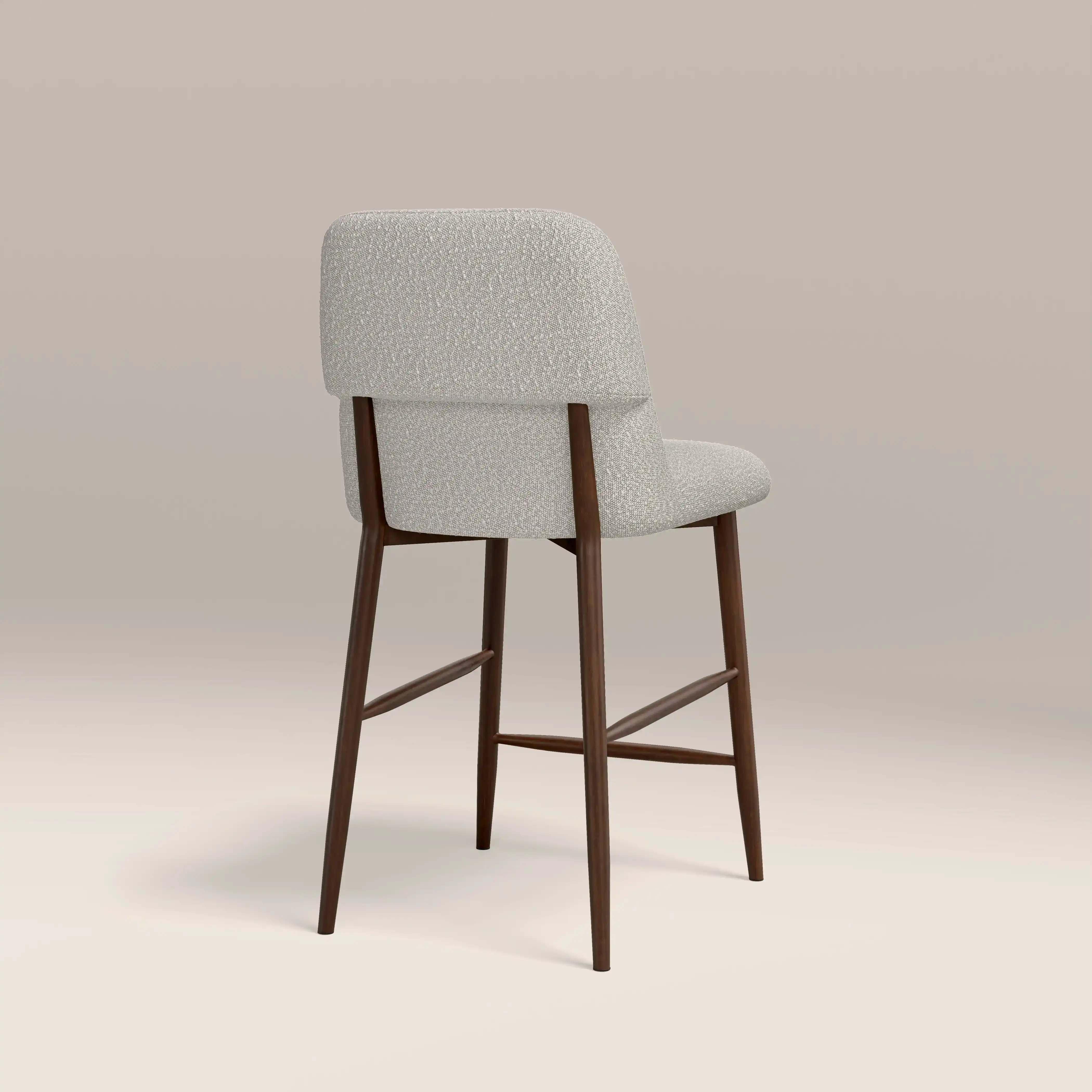 Amari Kitchen Stool | Speckled Stone Sustainable Boucle & Walnut - Image 4