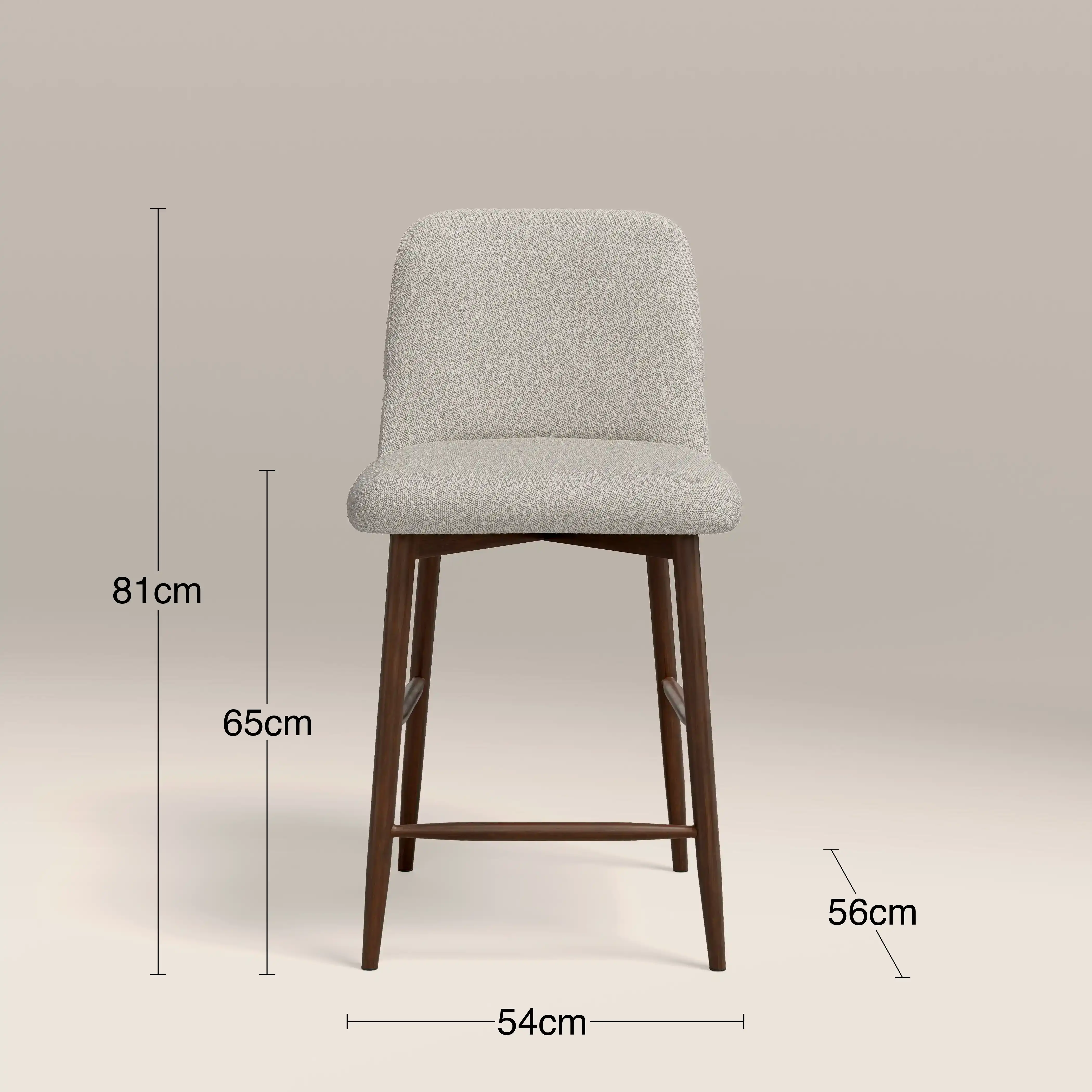 Amari Kitchen Stool | Speckled Stone Sustainable Boucle & Walnut - Image 6