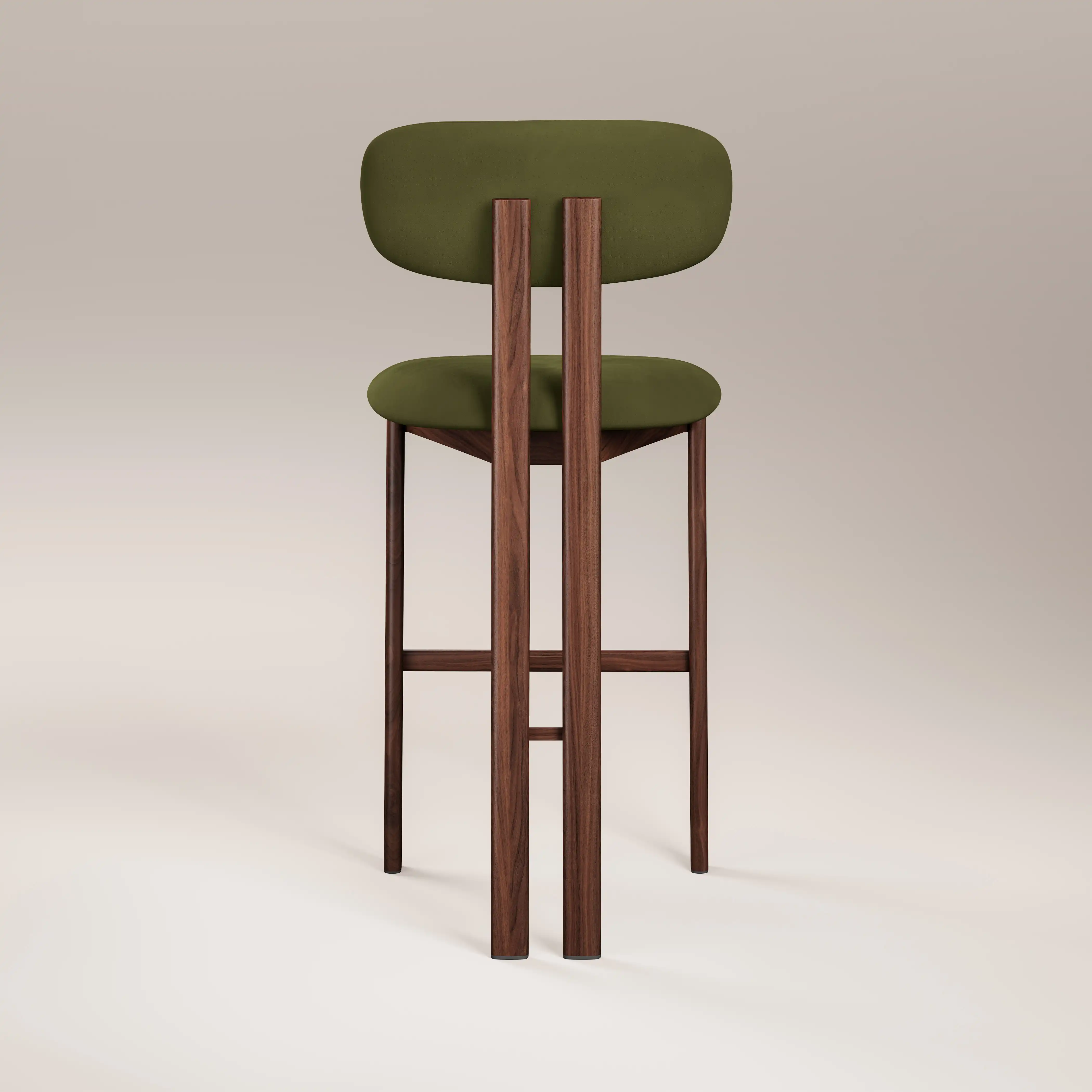 Arbor Bar Stool | Olive Green Sustainable Velvet & Walnut - Image 7