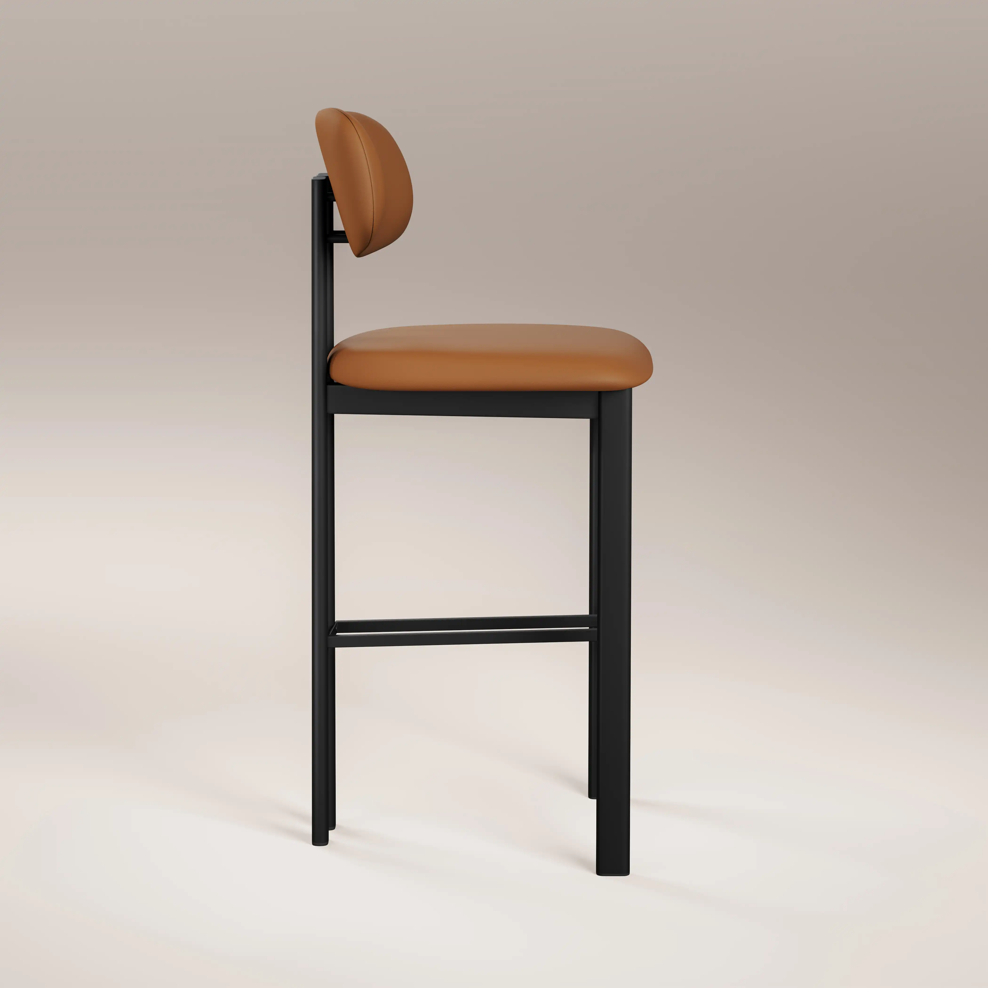Arbor Bar Stool | Tuscan Tan Faux Leather & Black - Image 3