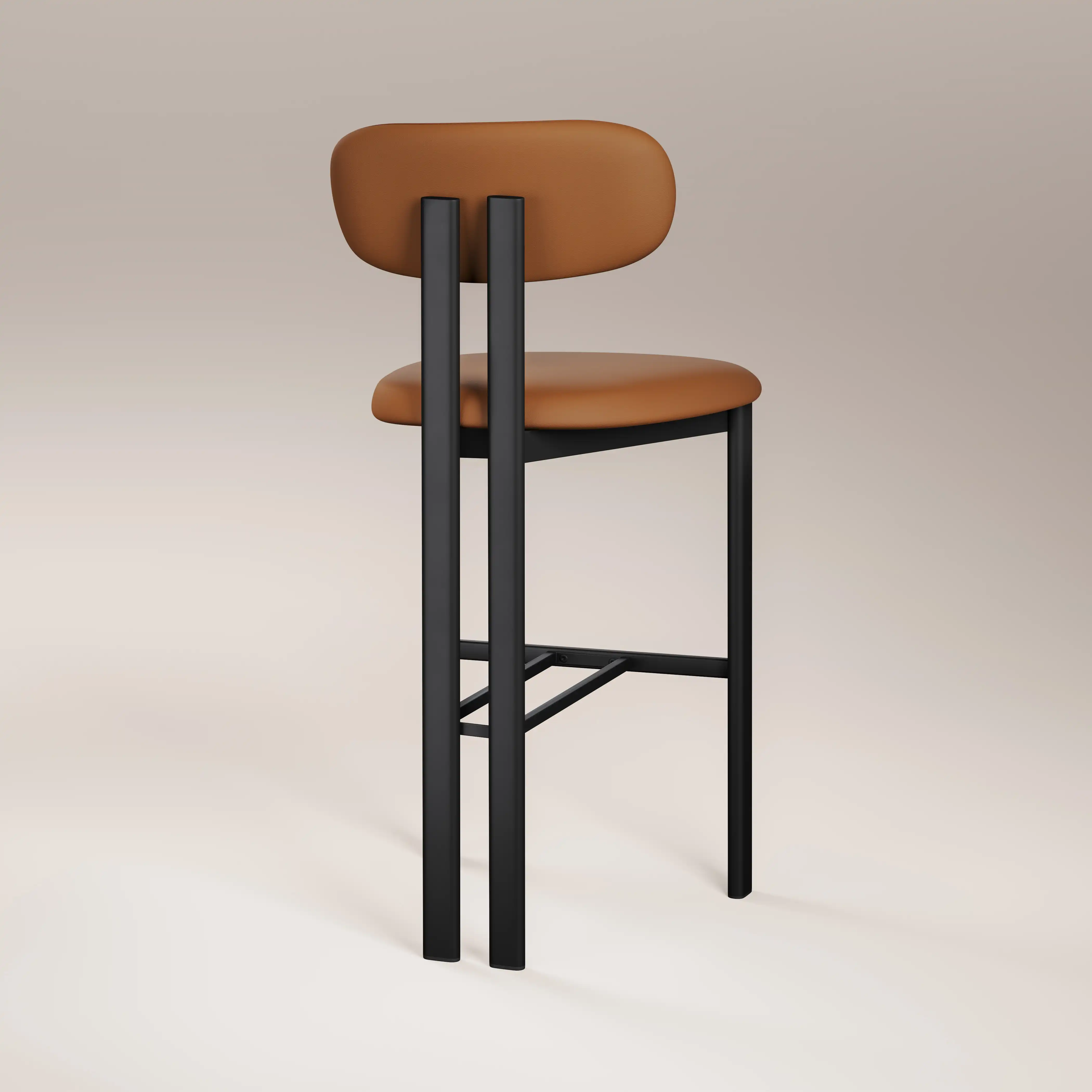 Arbor Bar Stool | Tuscan Tan Faux Leather & Black - Image 4