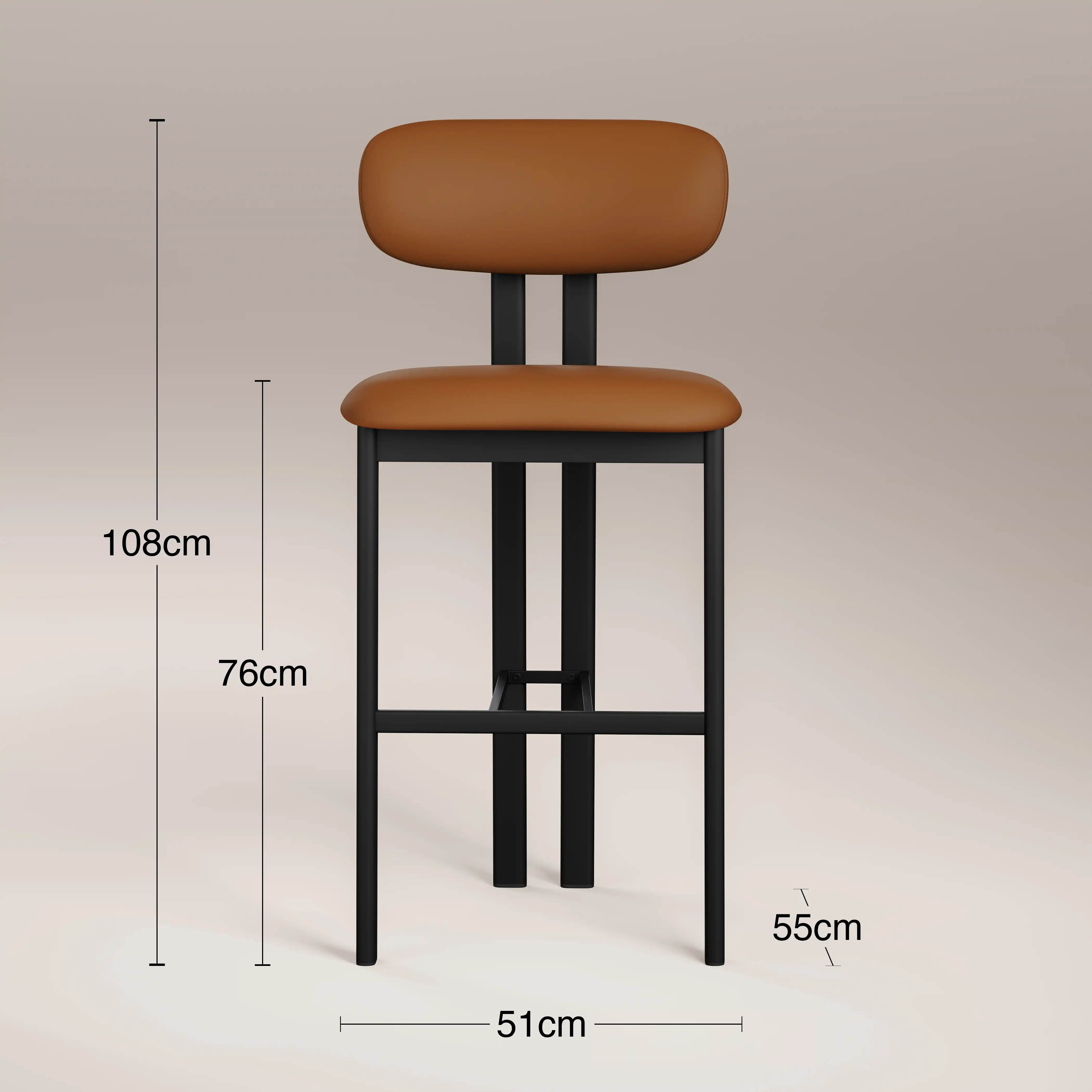 Arbor Bar Stool | Tuscan Tan Faux Leather & Black - Image 6