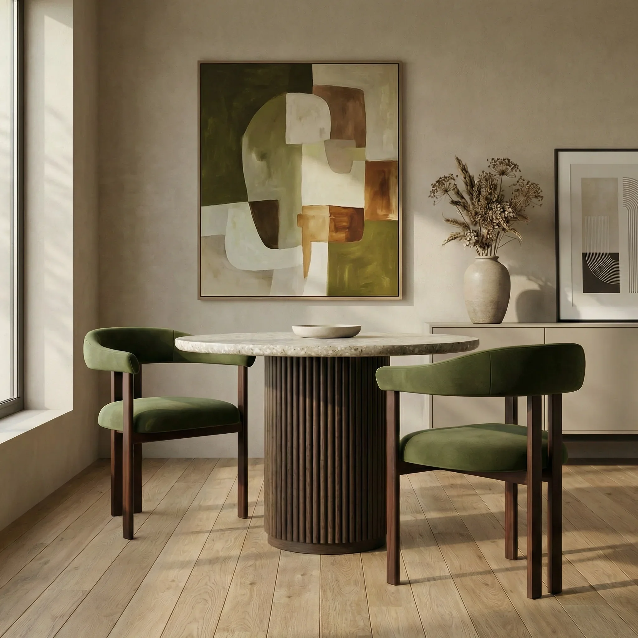 Arbor Carver Dining Chair | Olive Green Sustainable Velvet & Walnut - Image 2