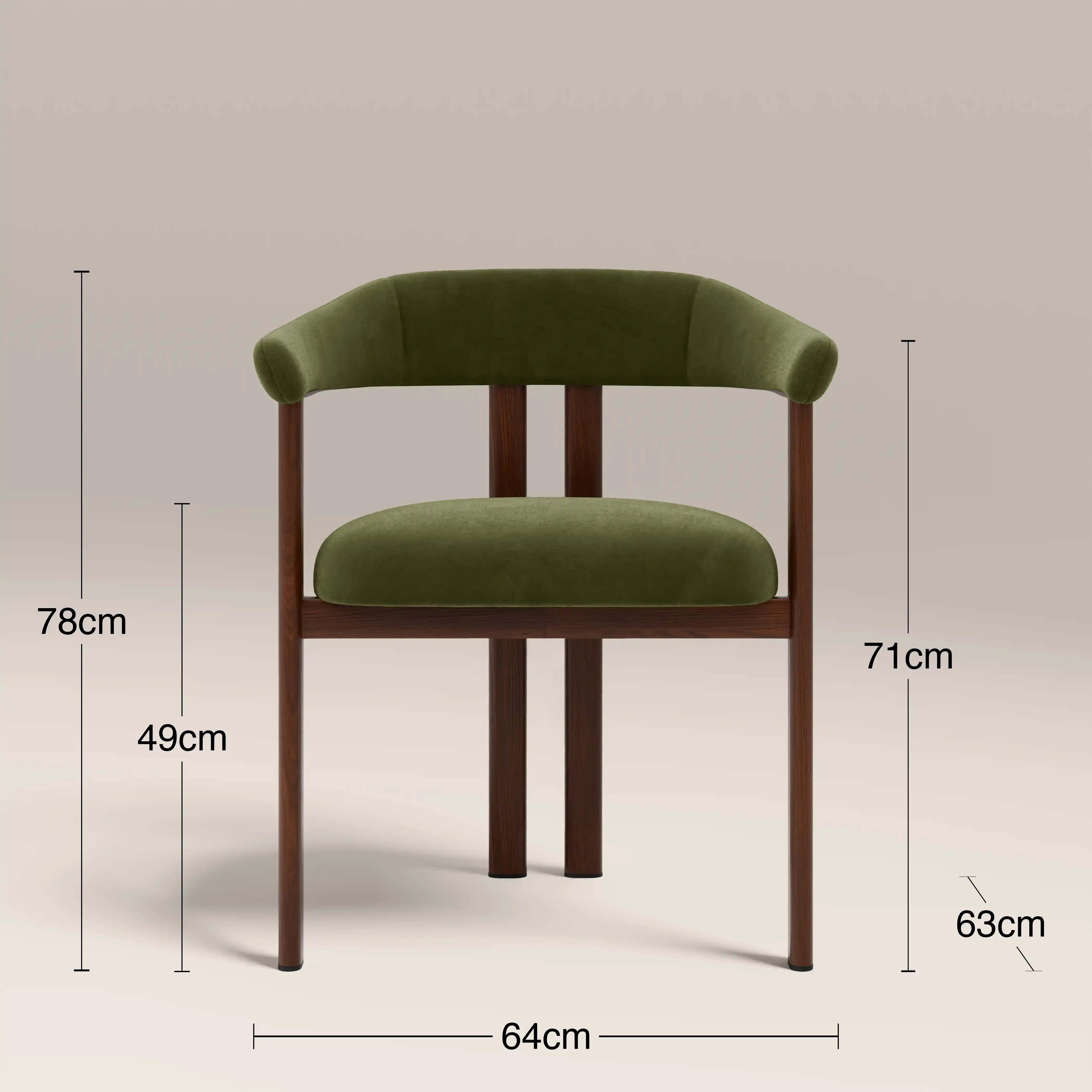 Arbor Carver Dining Chair | Olive Green Sustainable Velvet & Walnut - Image 8