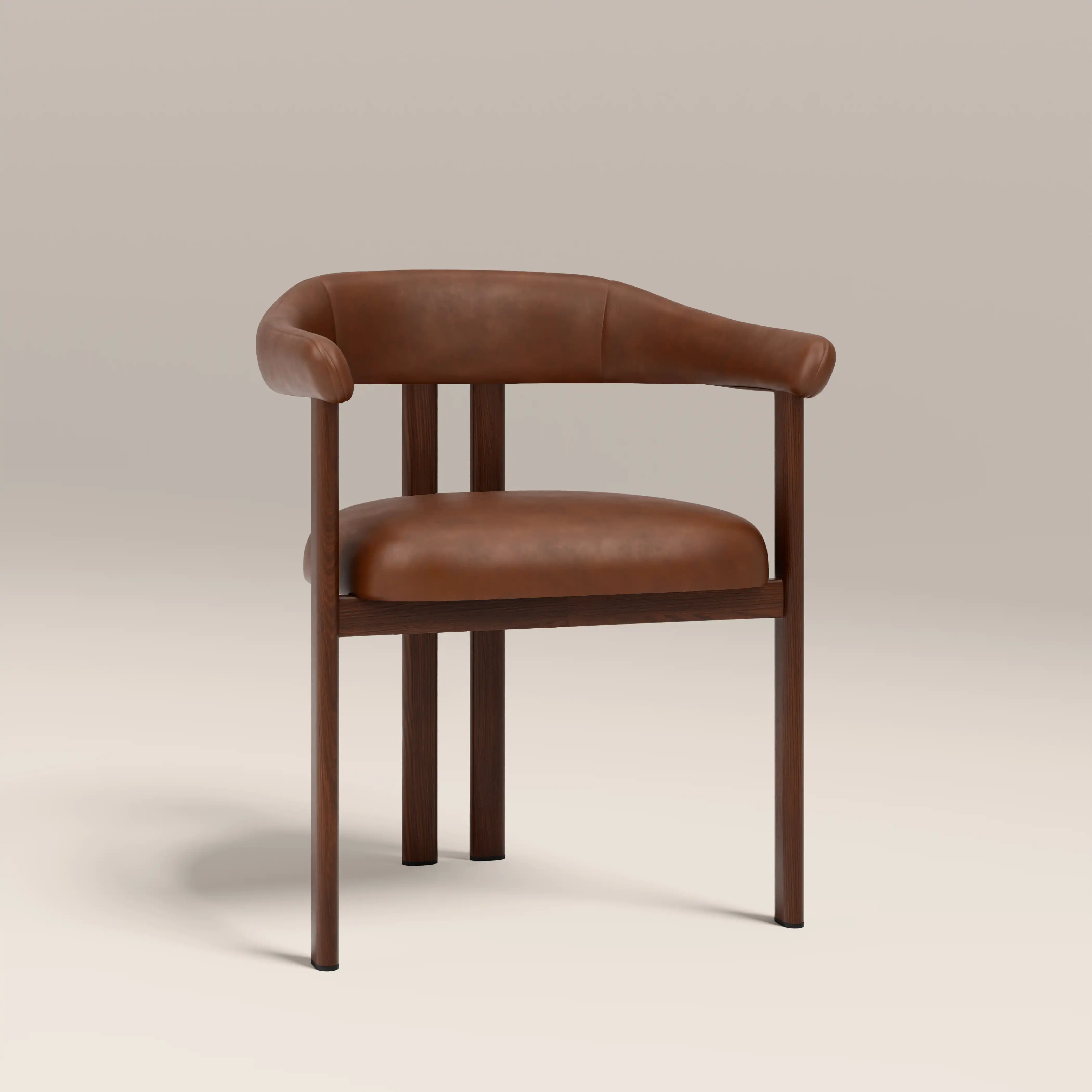 Arbor Carver Dining Chair | Vintage Tan Faux Leather & Walnut - Image 2