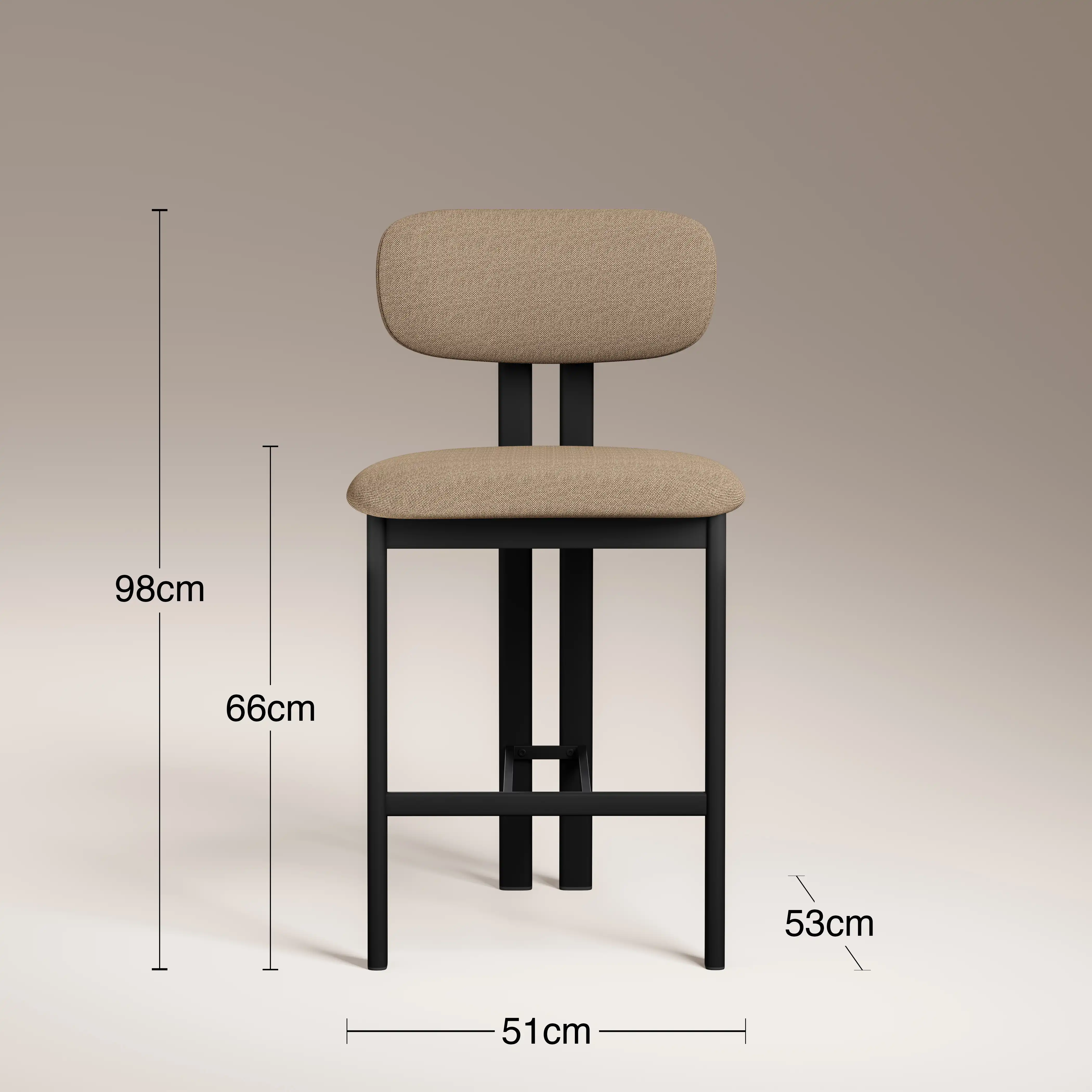 Arbor Kitchen Stool | Latte Sustainable Fabric & Black - Image 7