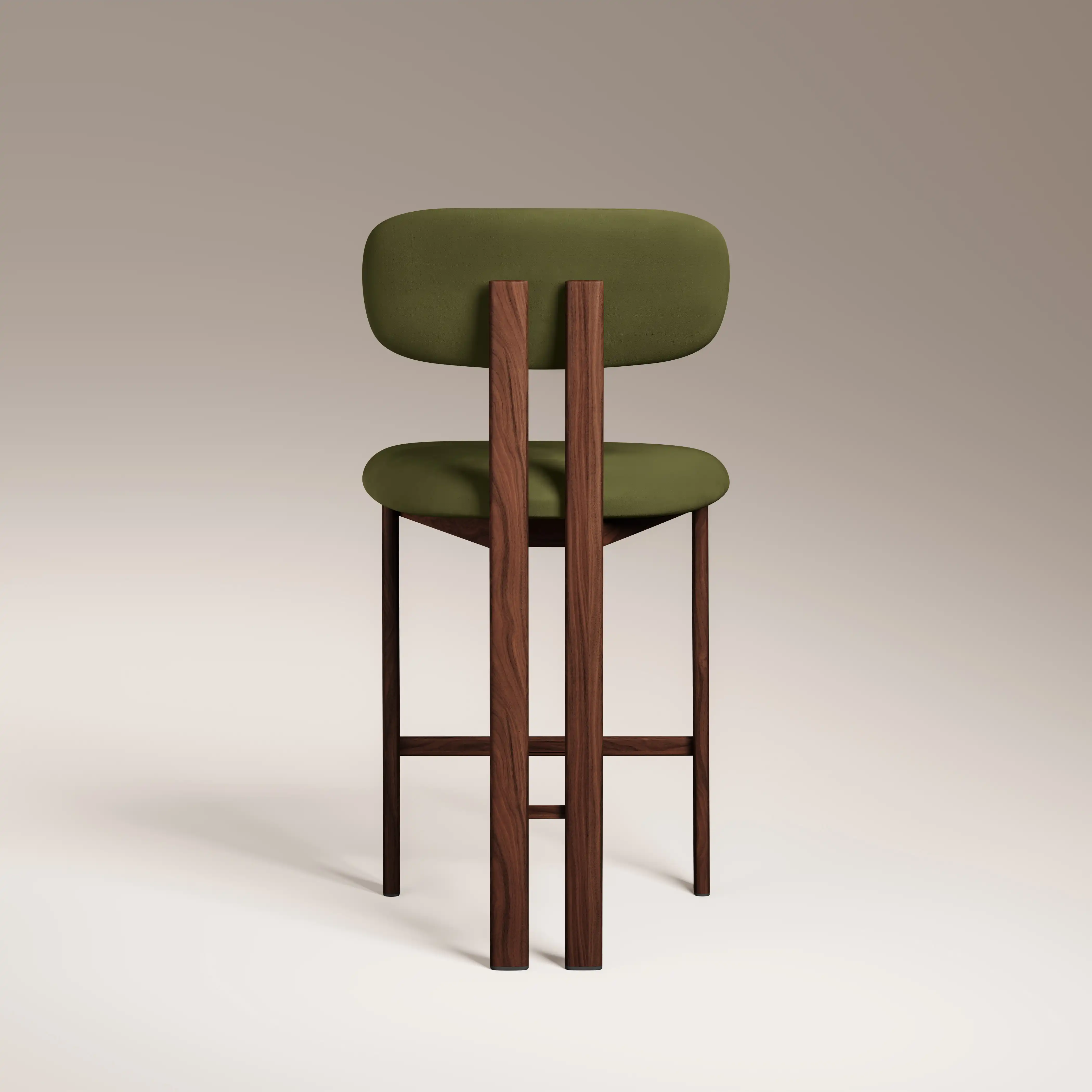 Arbor Kitchen Stool | Olive Green Sustainable Velvet & Walnut - Image 6