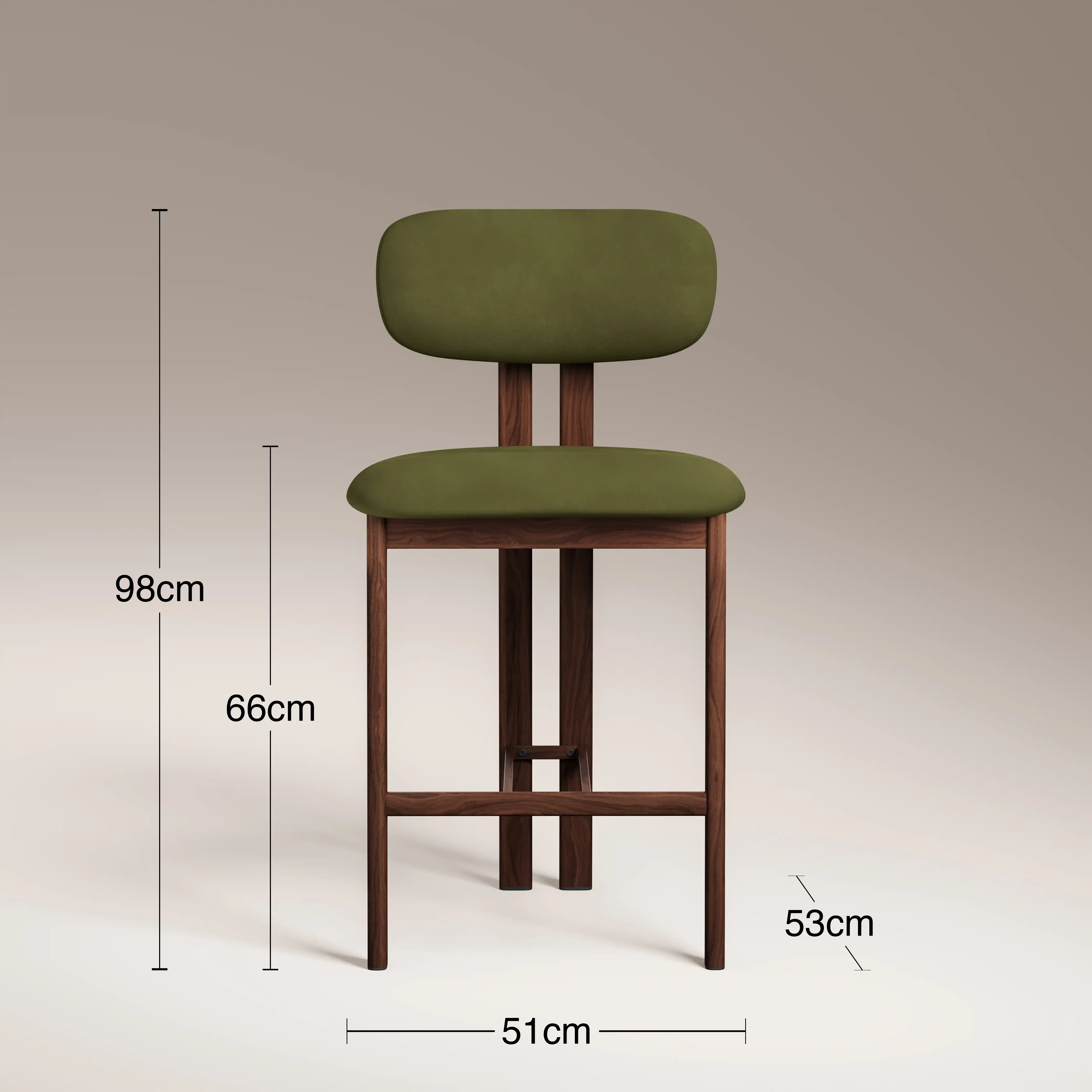 Arbor Kitchen Stool | Olive Green Sustainable Velvet & Walnut - Image 7