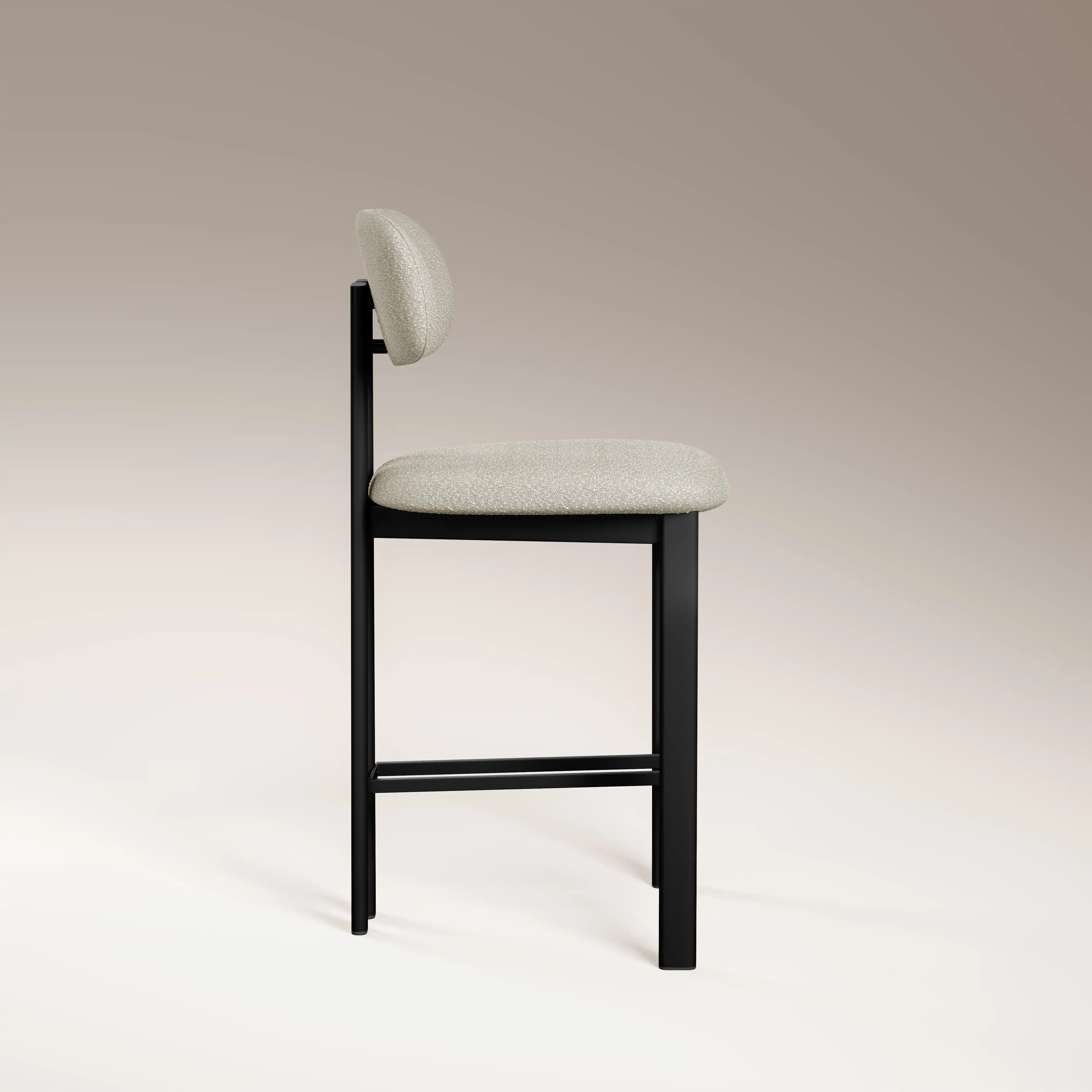 Arbor Kitchen Stool | Speckled Stone Sustainable Boucle & Black - Image 3
