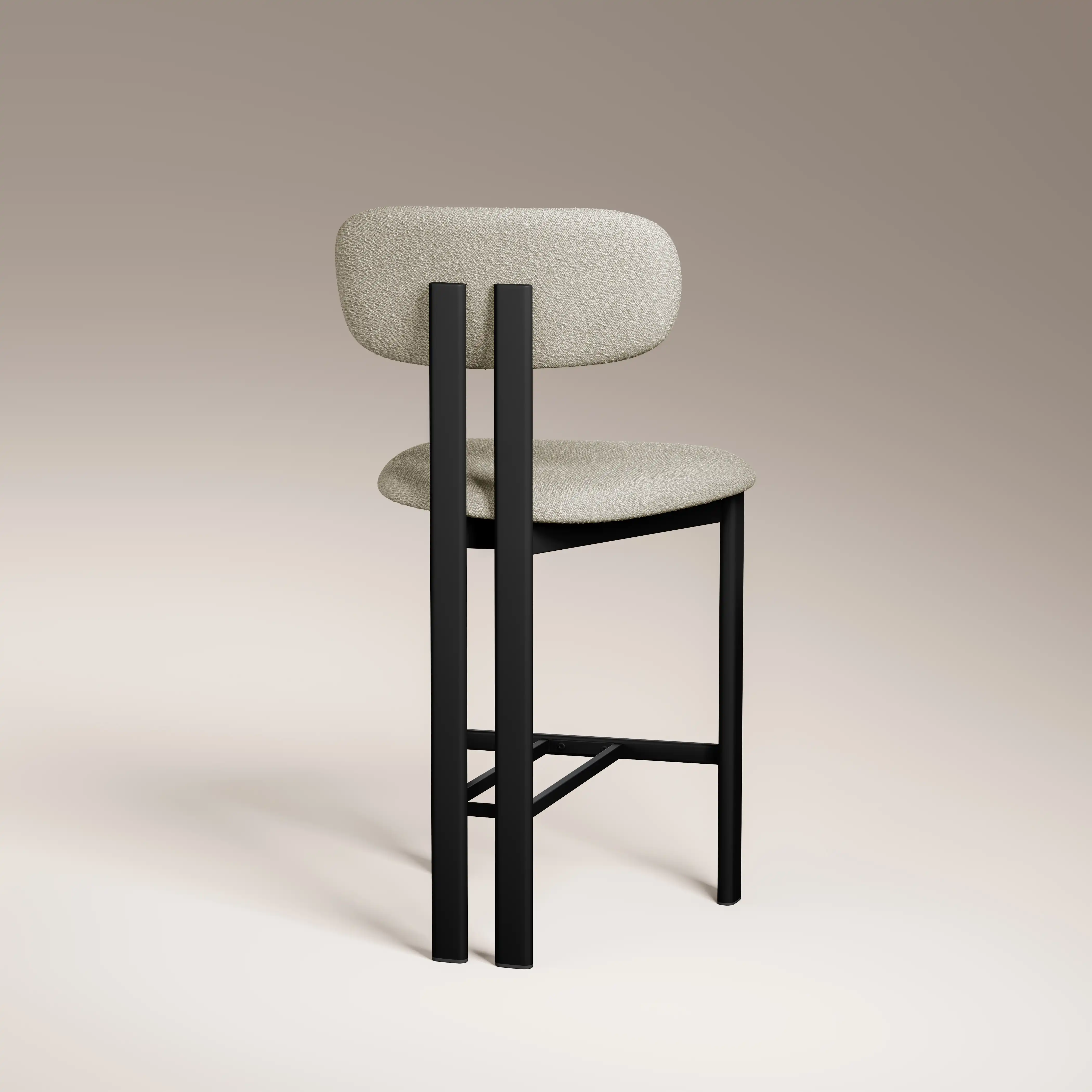 Arbor Kitchen Stool | Speckled Stone Sustainable Boucle & Black - Image 4