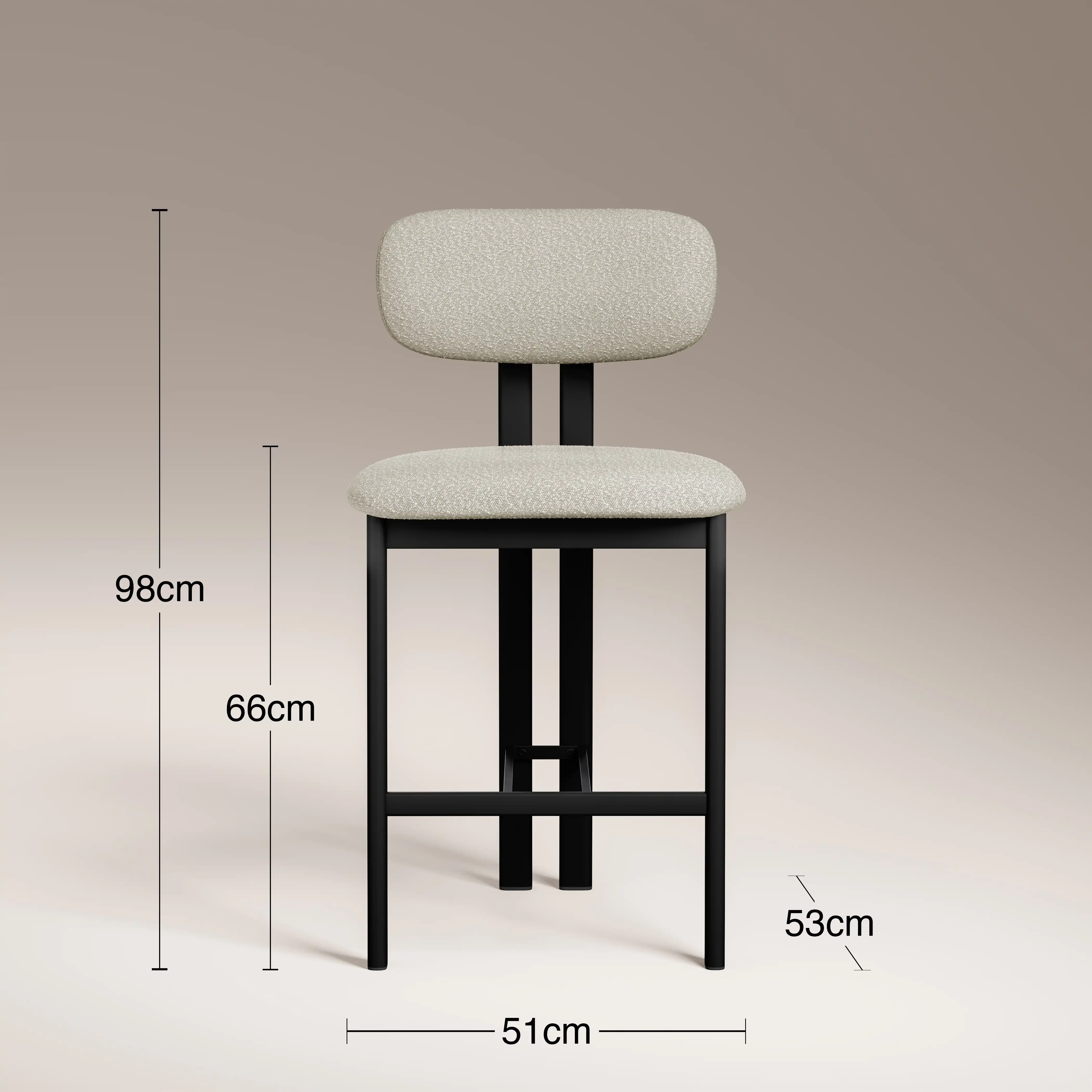 Arbor Kitchen Stool | Speckled Stone Sustainable Boucle & Black - Image 6