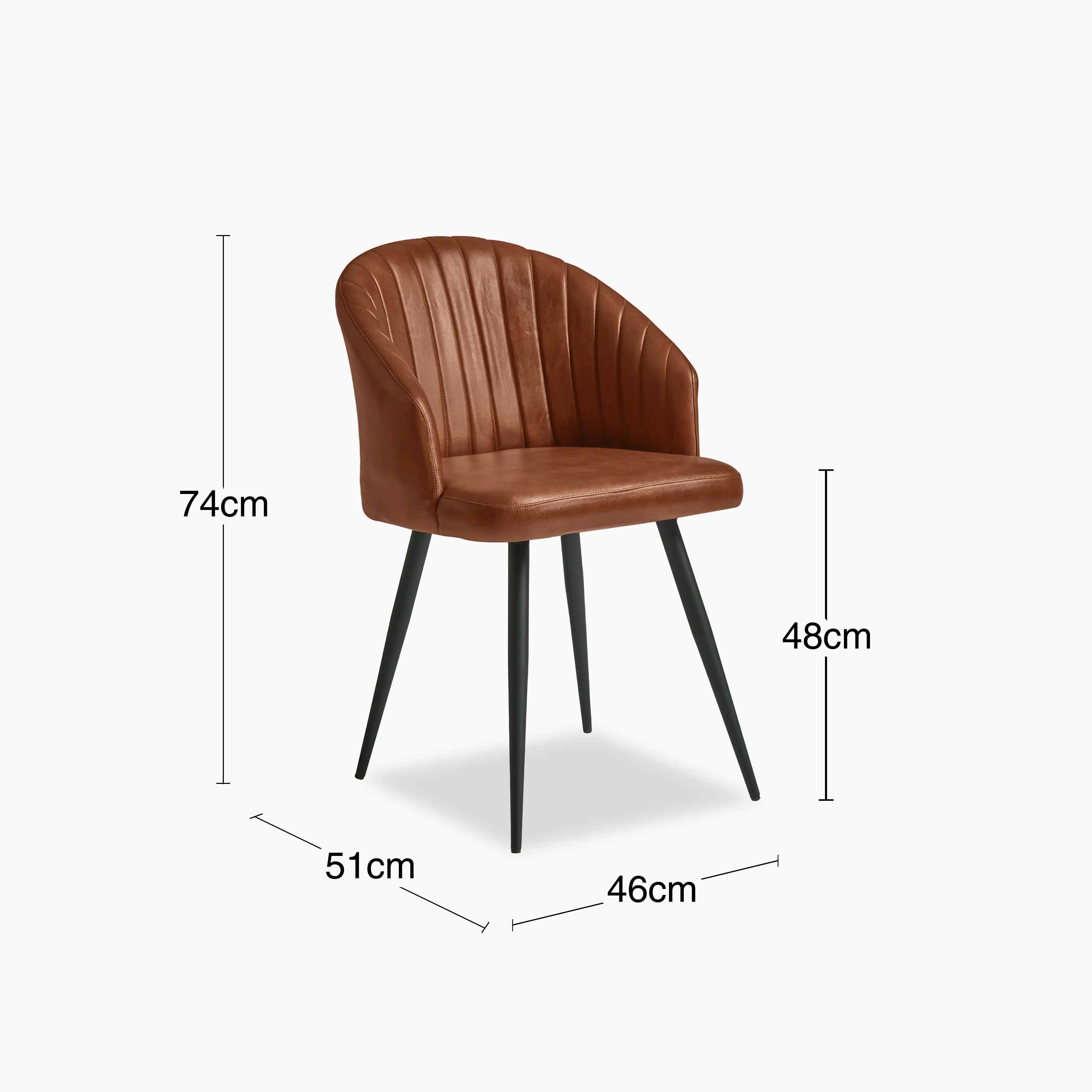 Argyle Carver Dining Chair | Bruciato Tan Faux Leather & Black - Image 4