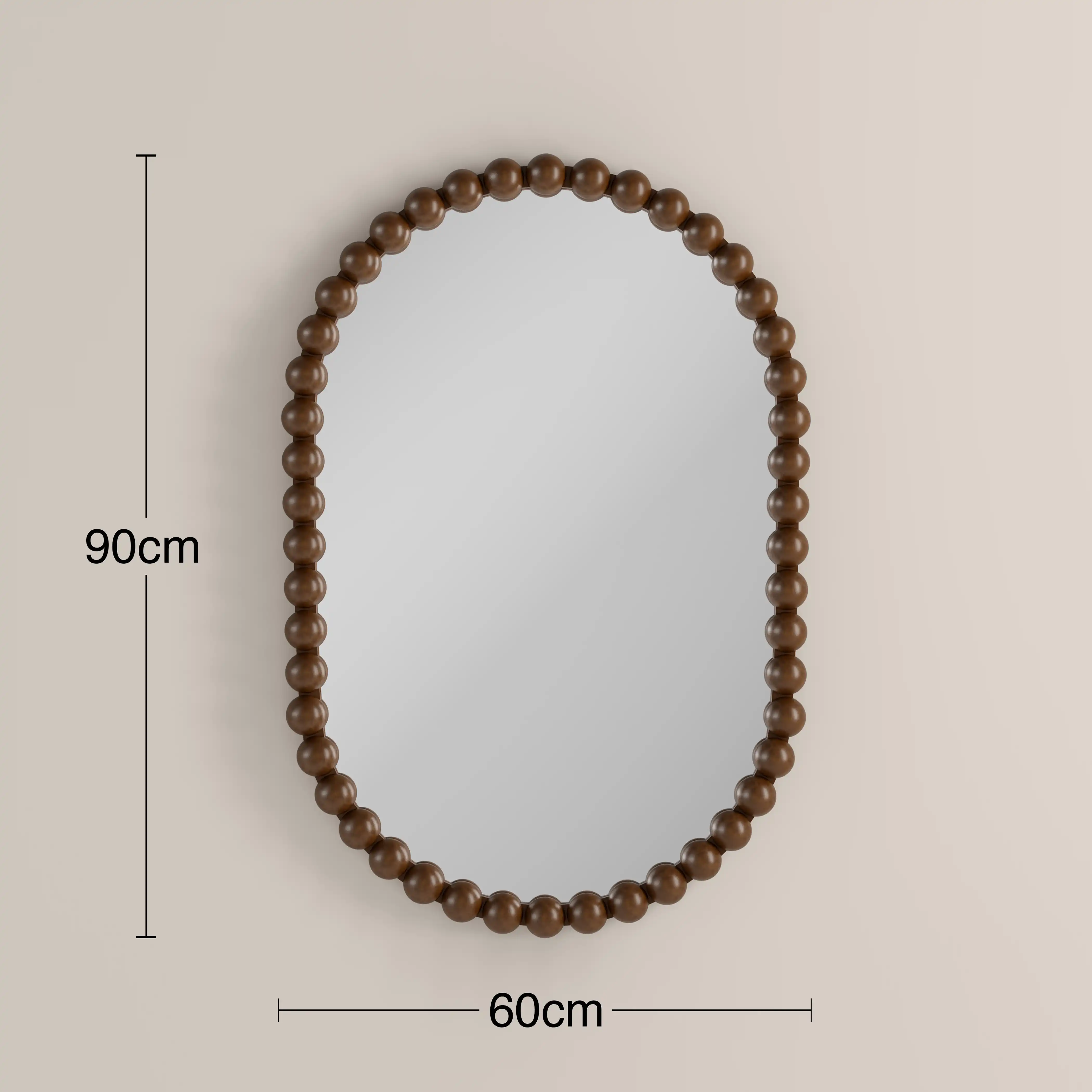Ashby Oval Wall Mirror, 90 x 60 cm | Walnut - Image 2