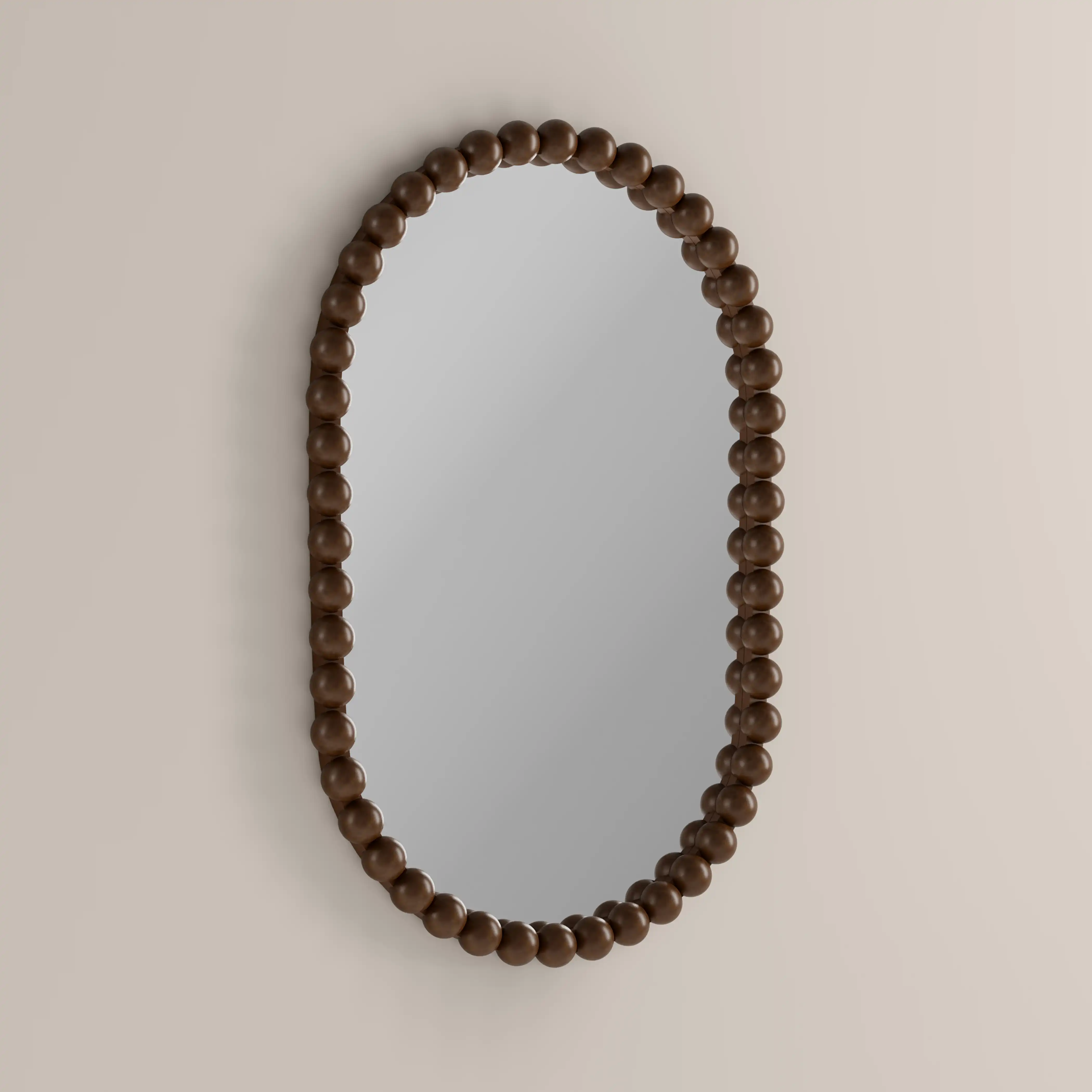 Ashby Oval Wall Mirror, 90 x 60 cm | Walnut - Image 3