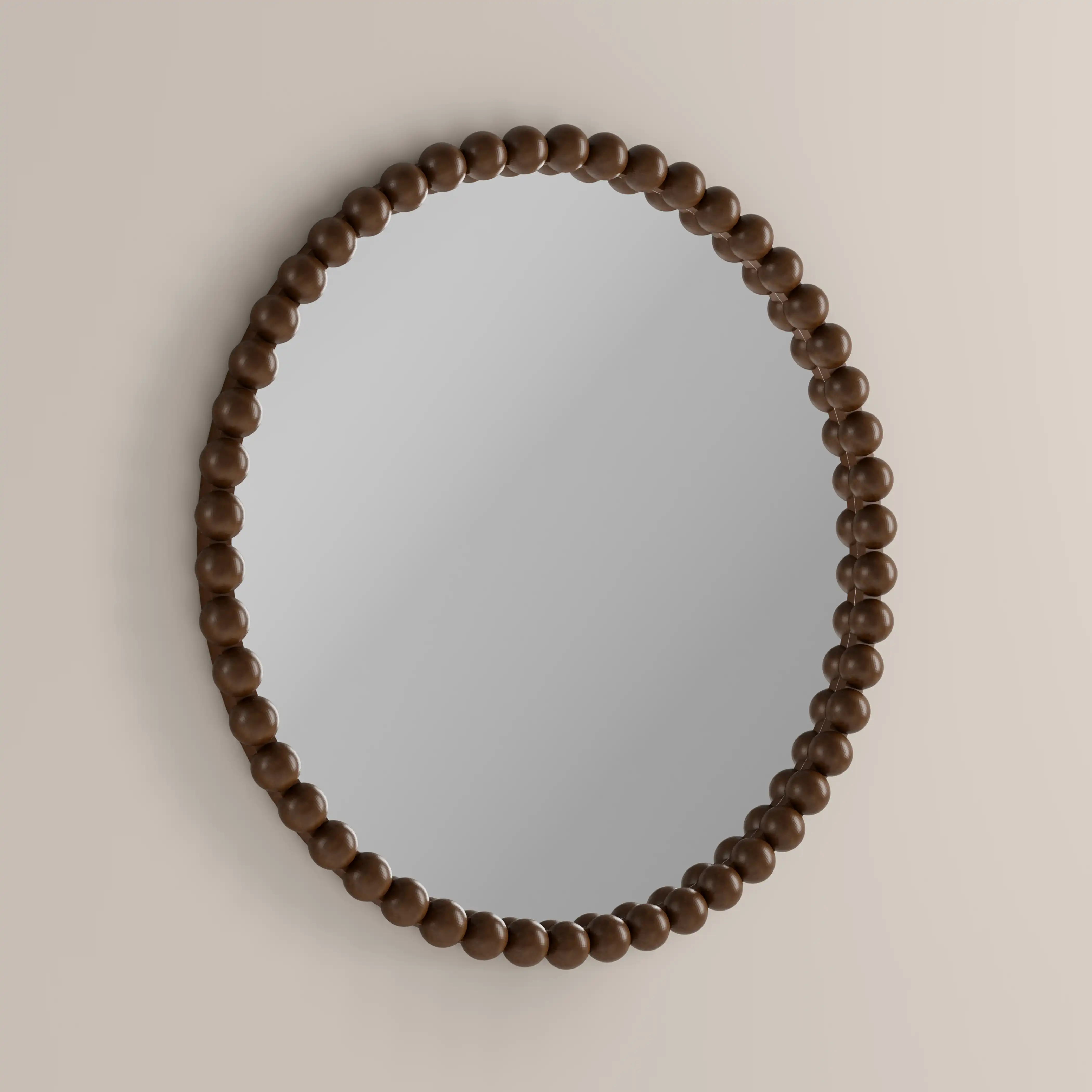 Ashby Round Wall Mirror,  80 cm| Walnut - Image 3