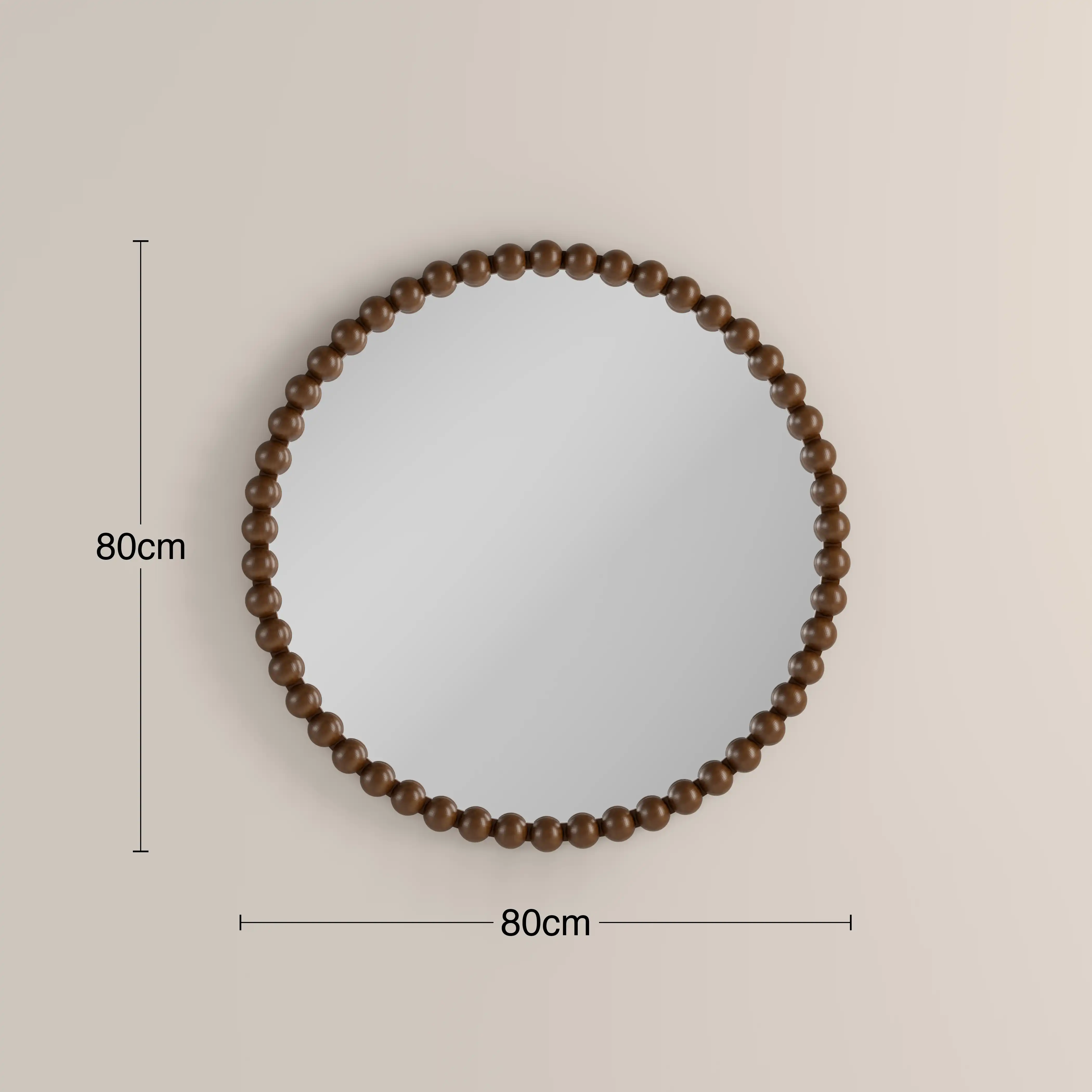 Ashby Round Wall Mirror,  80 cm| Walnut - Image 4