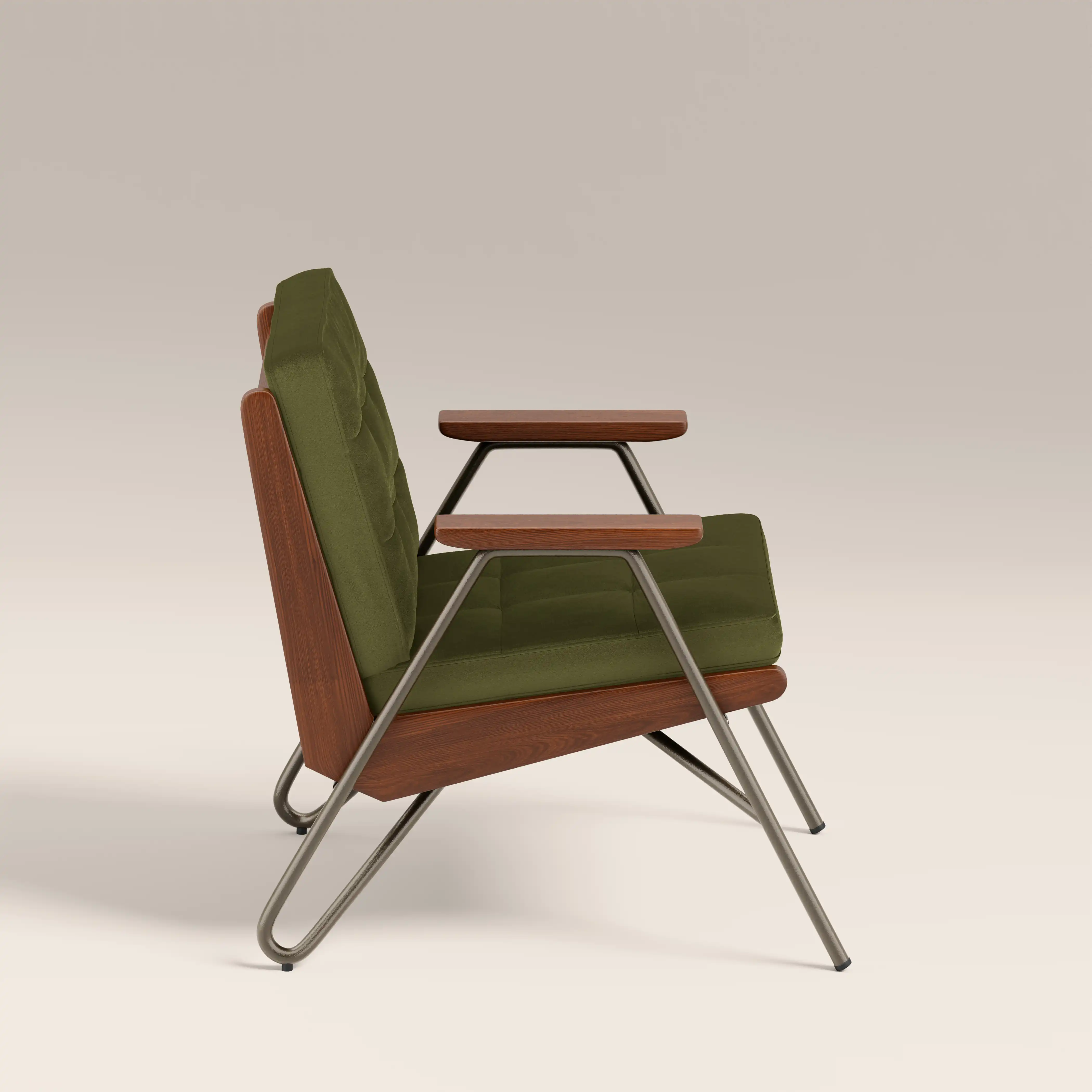 Aspen Accent Chair | Olive Green Sustainable Velvet & Walnut - Image 5