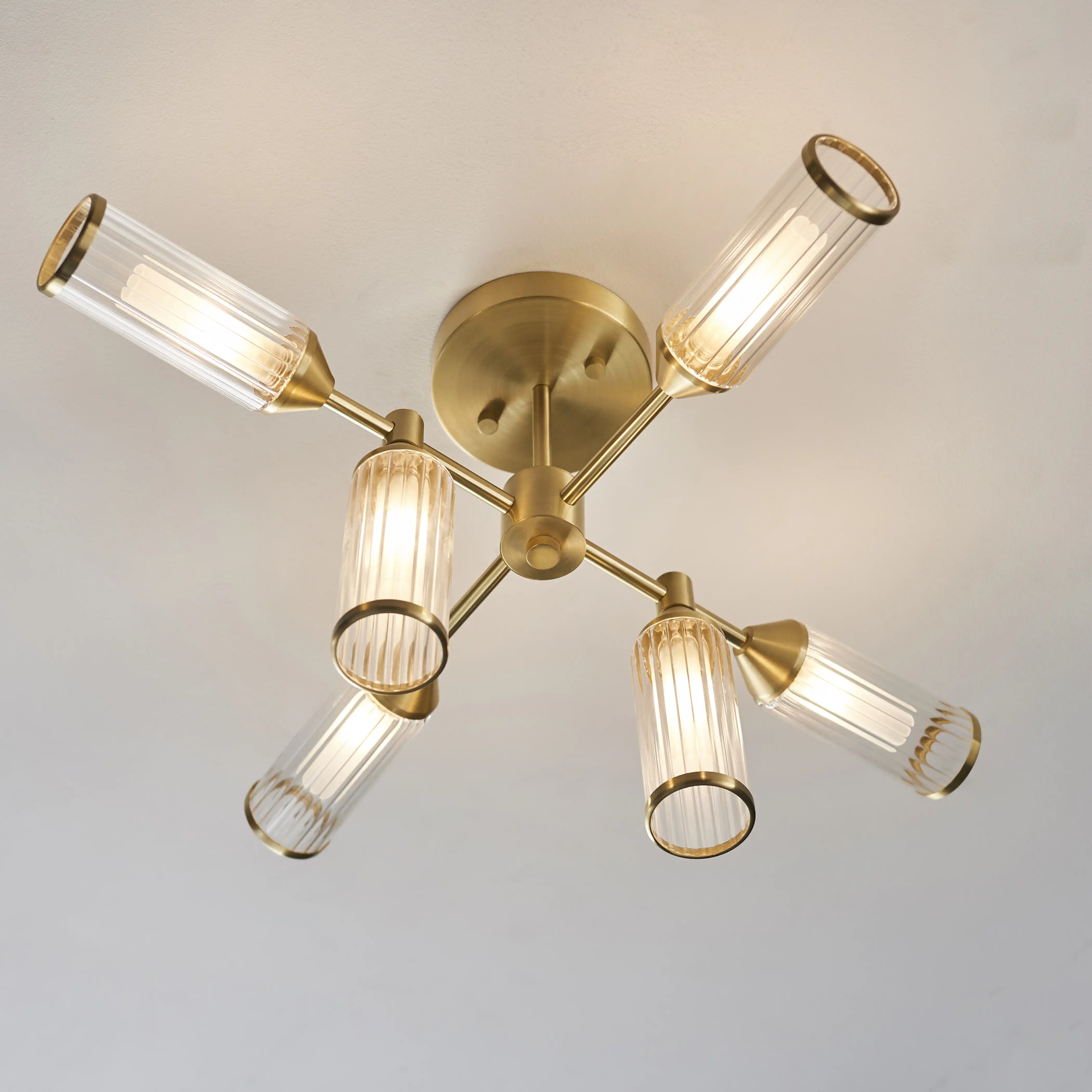 Aster 6 Light Flush Ceiling Light | Brass - Image 3