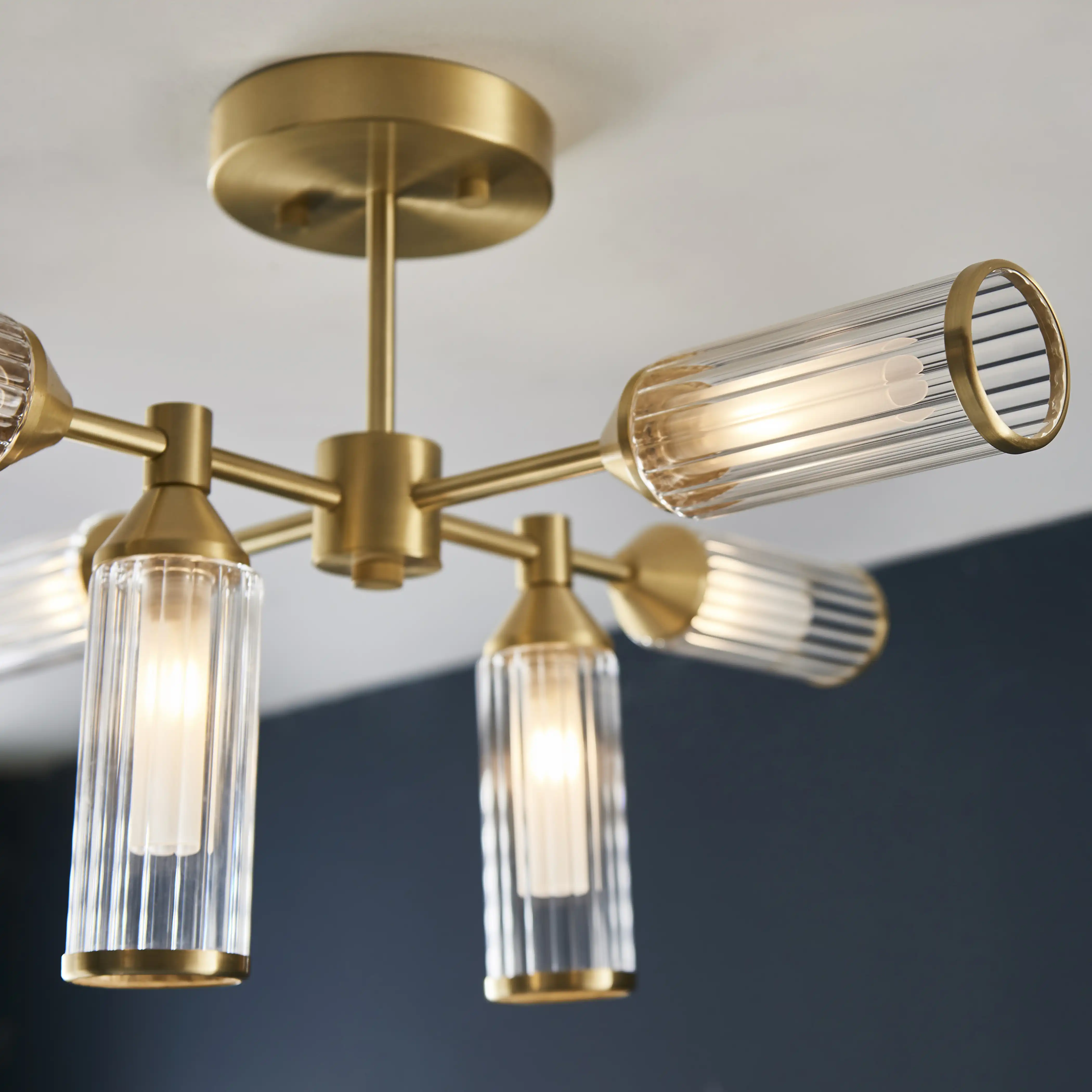 Aster 6 Light Flush Ceiling Light | Brass - Image 4