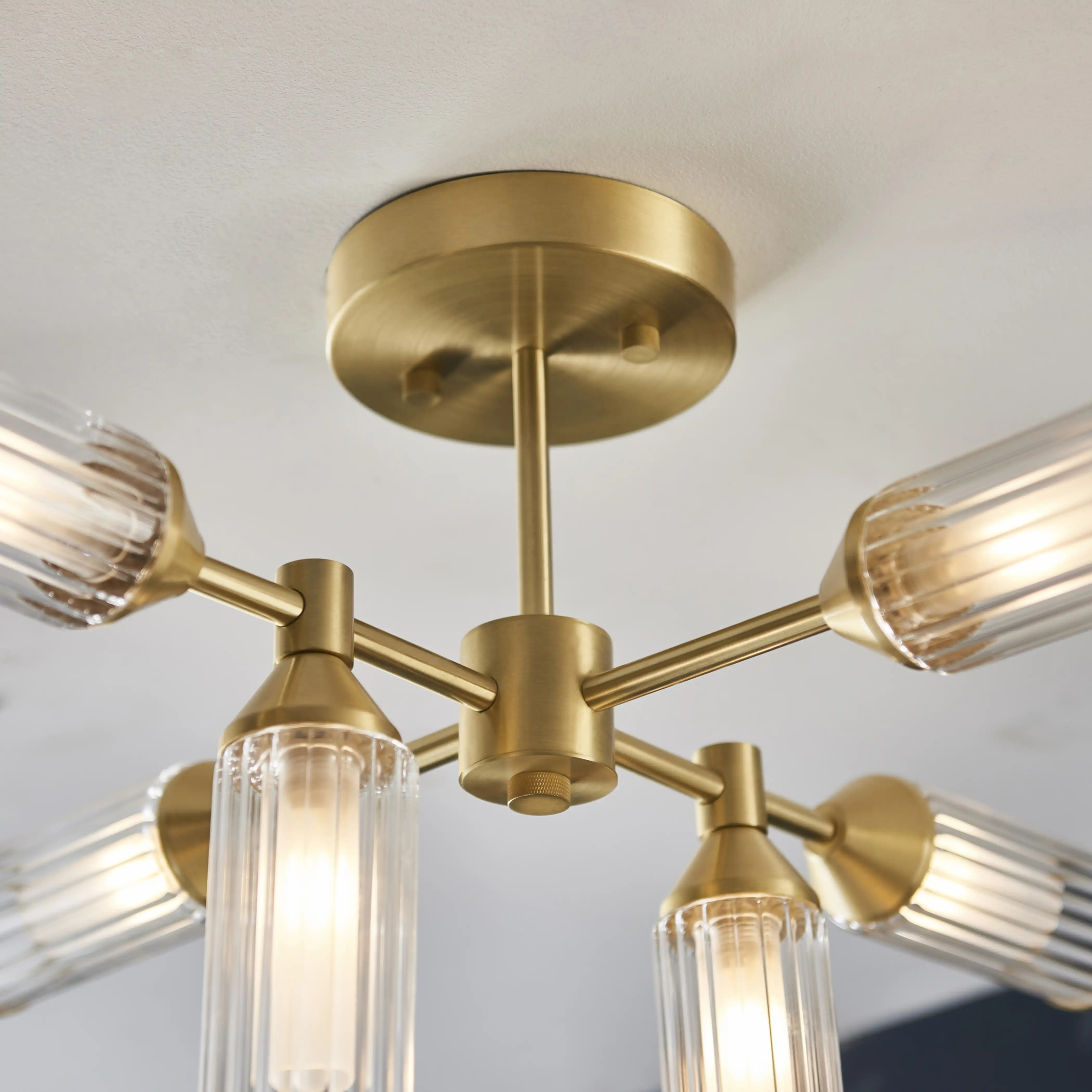 Aster 6 Light Flush Ceiling Light | Brass - Image 6