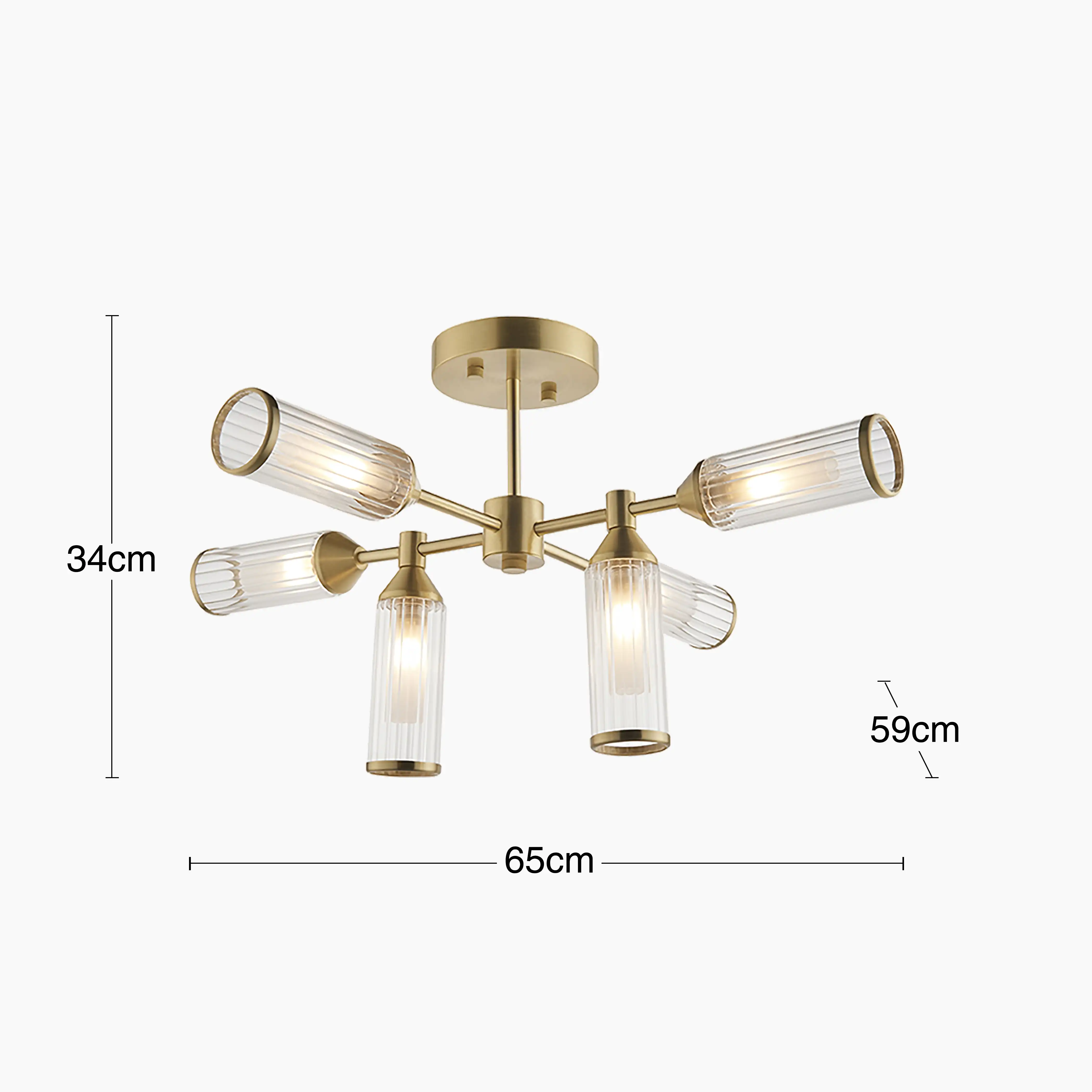 Aster 6 Light Flush Ceiling Light | Brass - Image 8